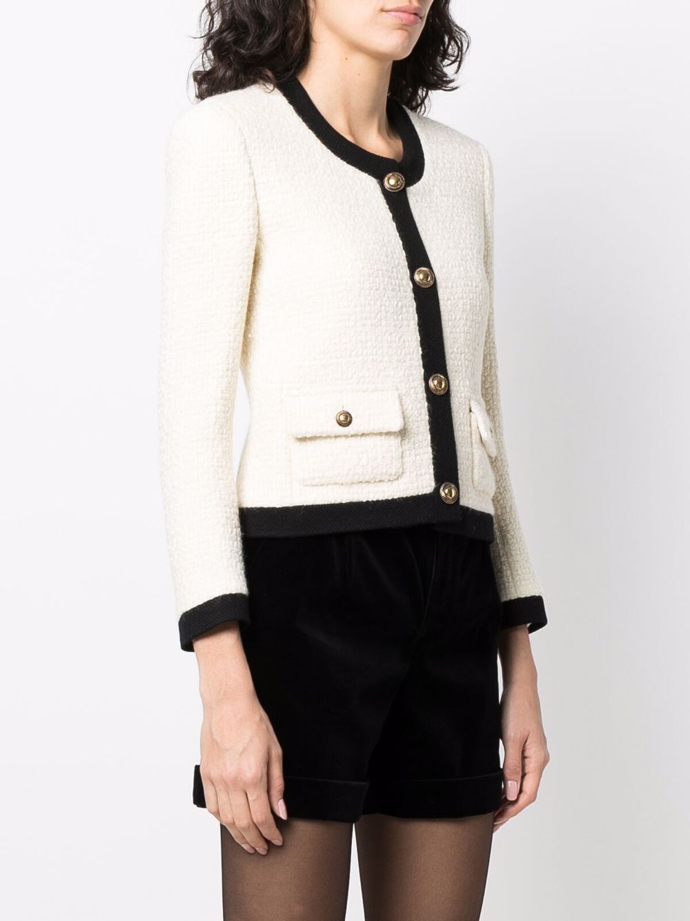 Saint Laurent Paris o1bcso1str1124 Short Jacket In Tweed in Neutral Size XXS / US 00 / IT 34 - 3 Thumbnail
