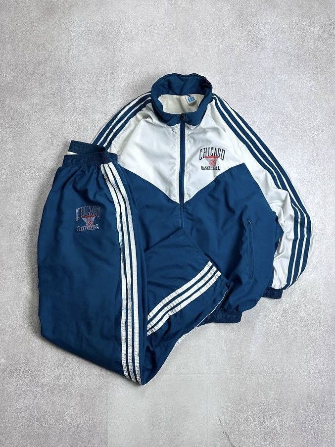 Adidas Vintage 80's Adidas Nylon Chicago Basketball Y2K Tracksuit Size US XL / EU 56 / 4 - 1 Thumbnail