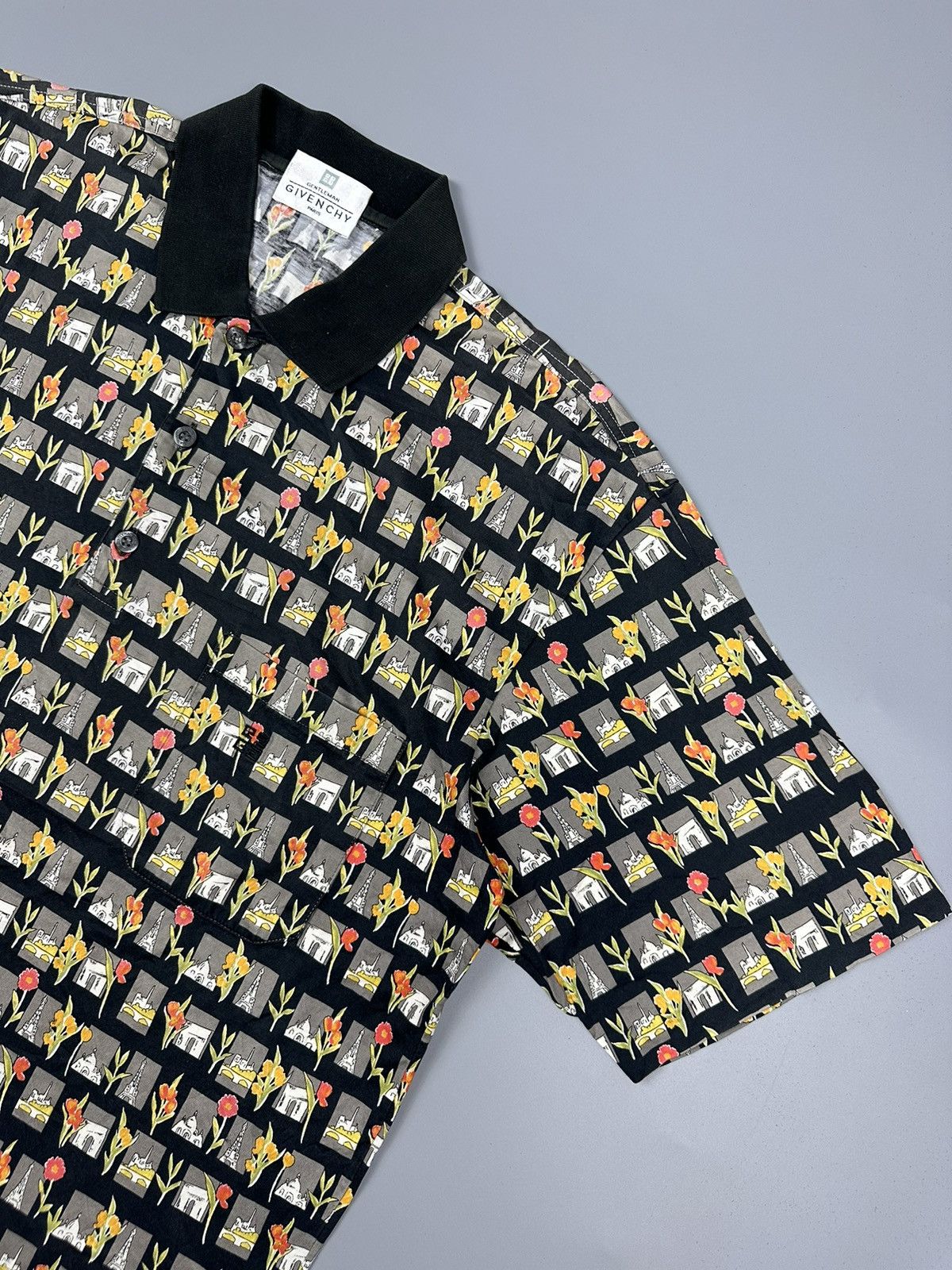 Givenchy Vintage Gentlemen Givenchy Paris Floral Monument Shirt Size US L / EU 52-54 / 3 - 3 Thumbnail