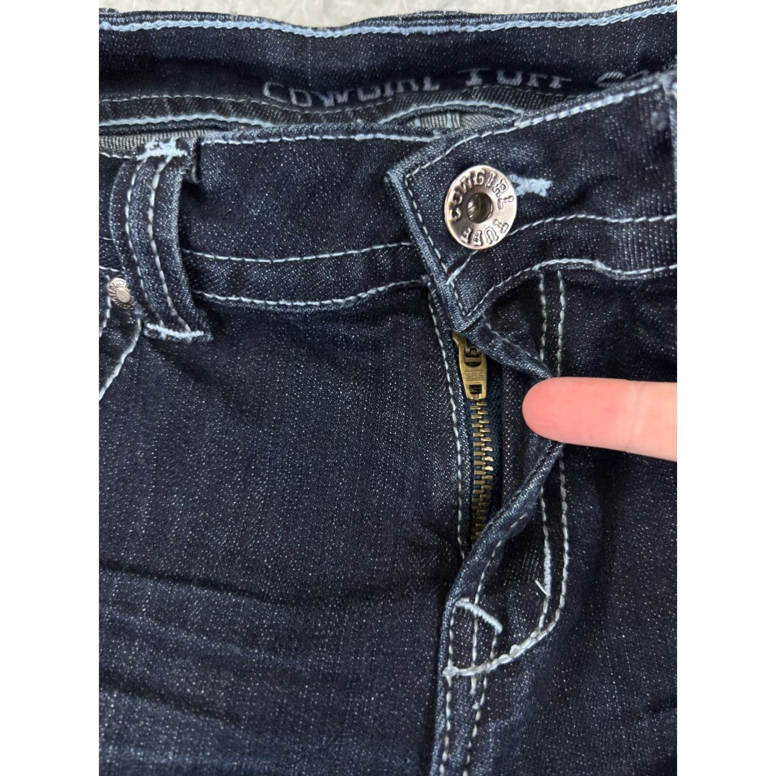 Denime Cowgirl Tuff Jeans Women Bootcut Denim 30x30 Blue Distressed 5-Pocket Regular Waist 30 Inseam Cowboy Southwestern 30 Color Blue Size 30" / US 8 / IT 44 - 5 Thumbnail