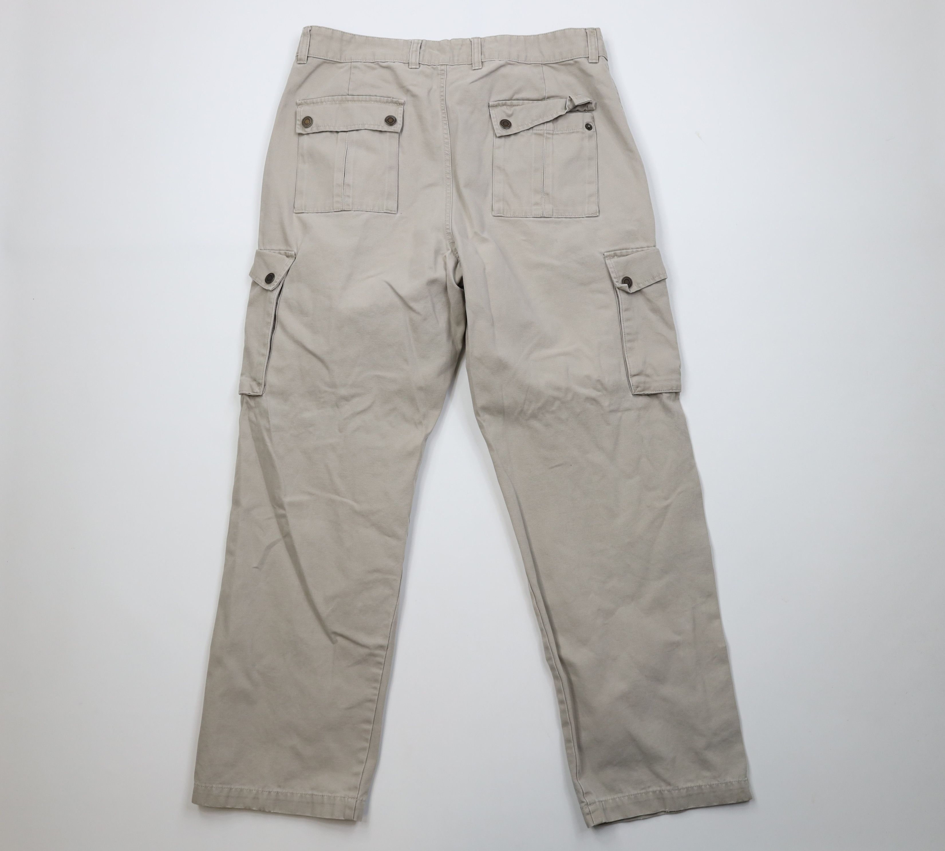 Vintage Vintage 90s Streetwear Wide Leg Cargo Pants Beige Cotton Size US 36 / EU 52 - 8 Thumbnail