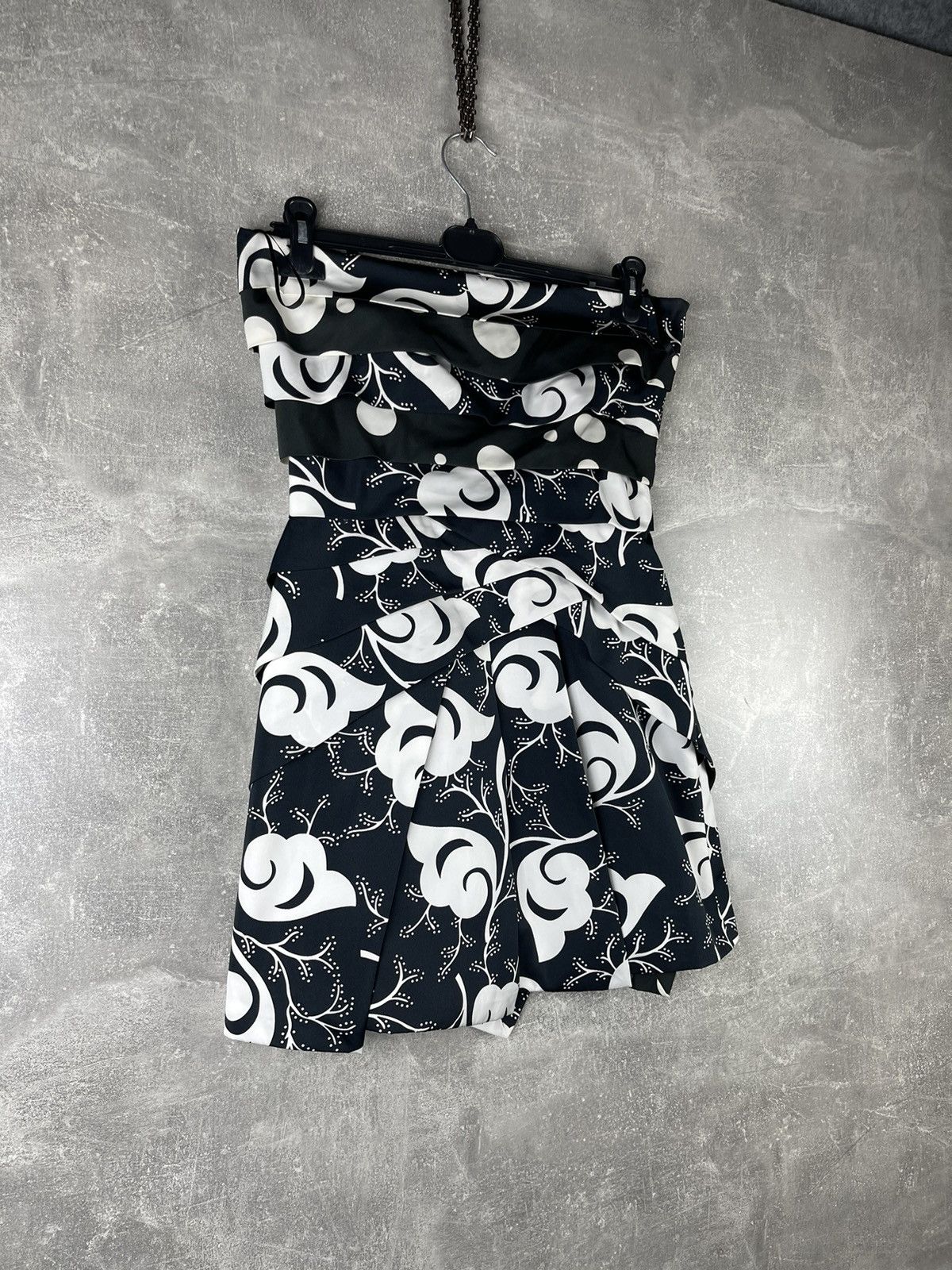 Versus Versace Versus Versace 2000s Black White Draped Floral Mini Dress Size M / US 6-8 / IT 42-44 - 3 Thumbnail