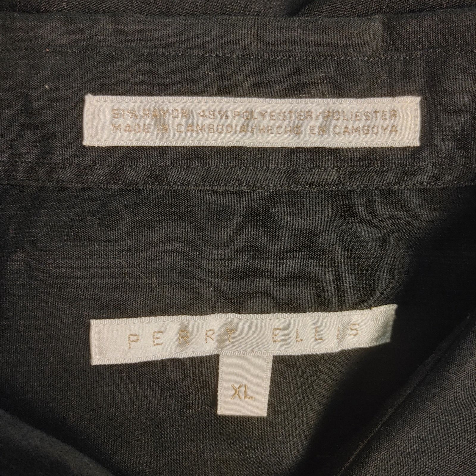 Perry Ellis Perry Ellis Men's XL Black Short Sleeve Dress Shirt Size US XL / EU 56 / 4 - 3 Thumbnail