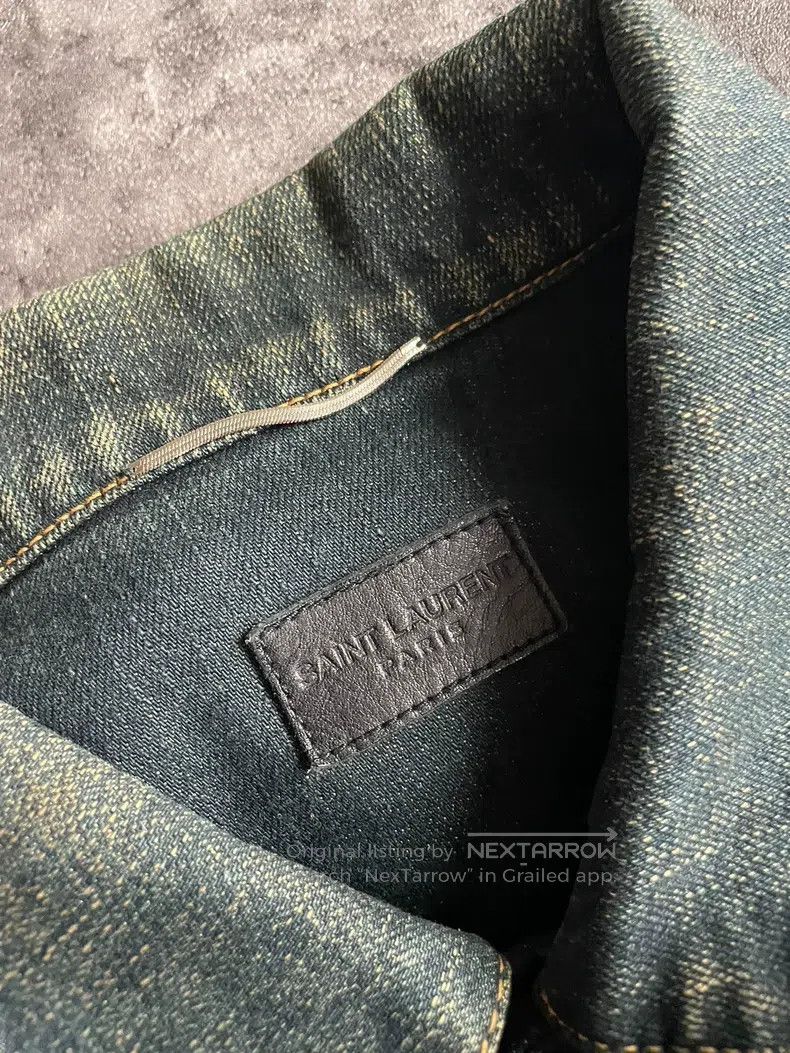 Saint Laurent Paris Saint Laurent Paris Crystal Fox Destroyed Denim Jacket Size US XL / EU 56 / 4 - 5 Thumbnail