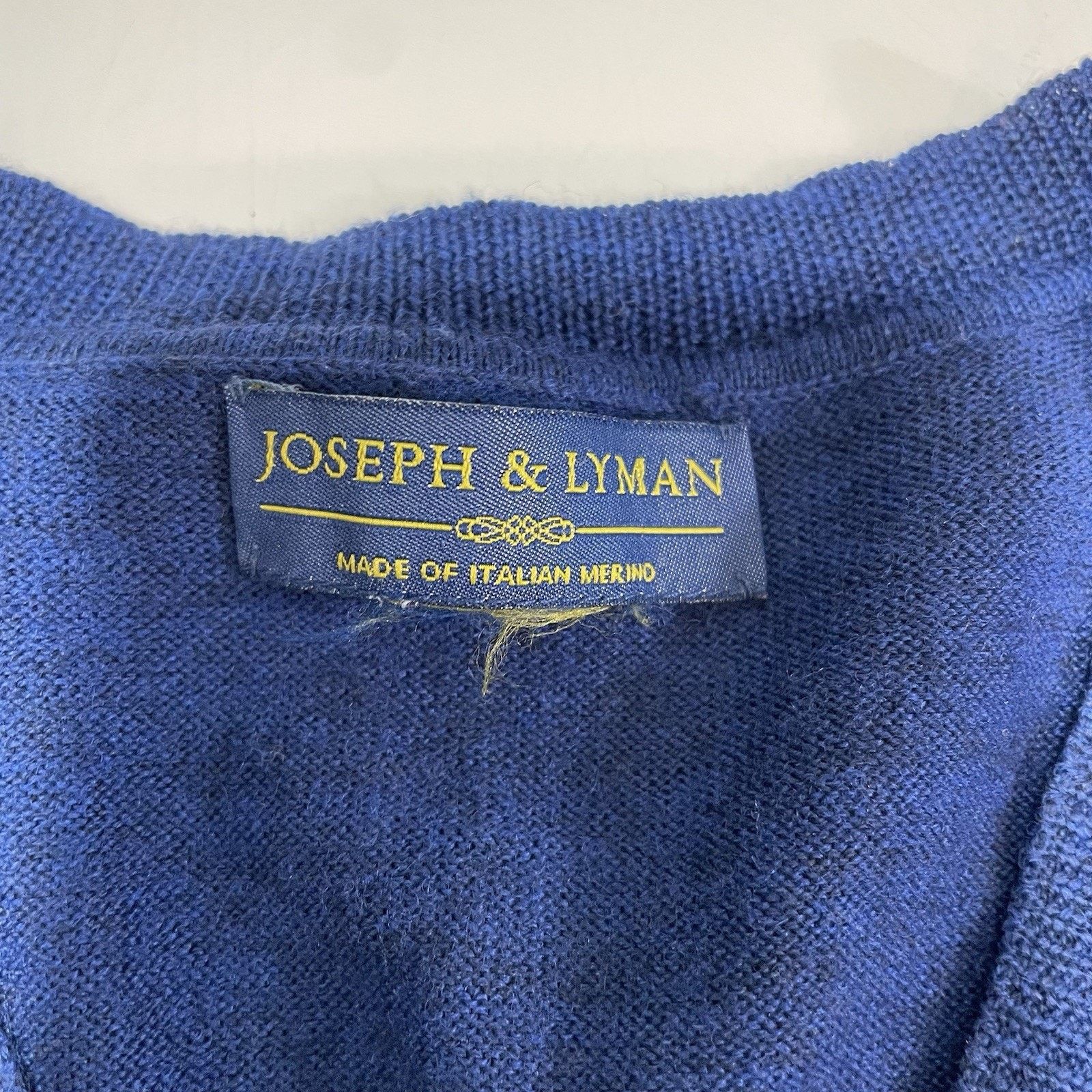 Joseph & Lyman Joseph & Lyman Men’s Merino Wool Vneck Pullover Sweater Blue Size US L / EU 52-54 / 3 - 3 Thumbnail