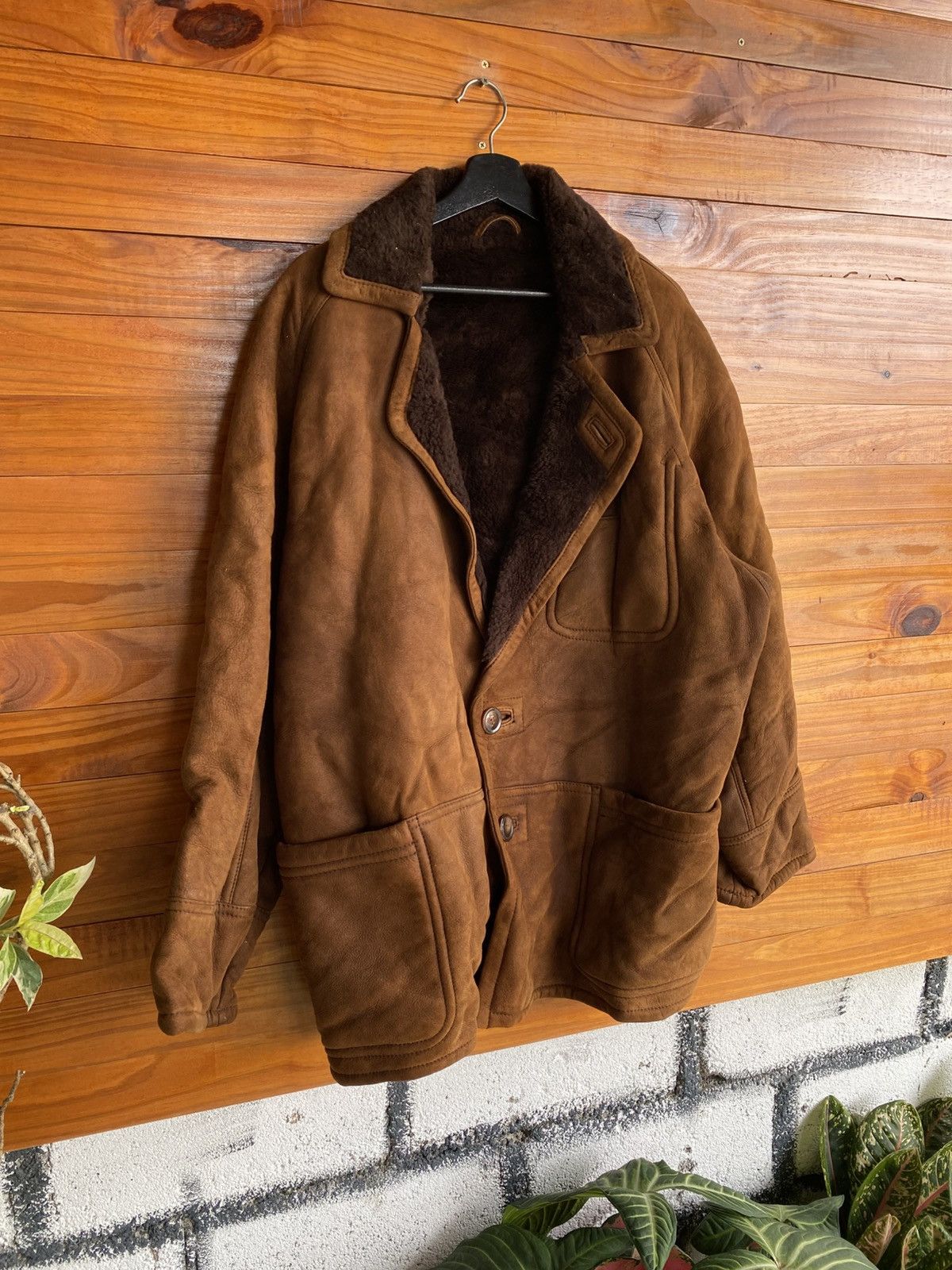 Vintage Vintage COLZER Shearling Suede Brown Leather Winter Coat Size US L / EU 52-54 / 3 - 5 Thumbnail