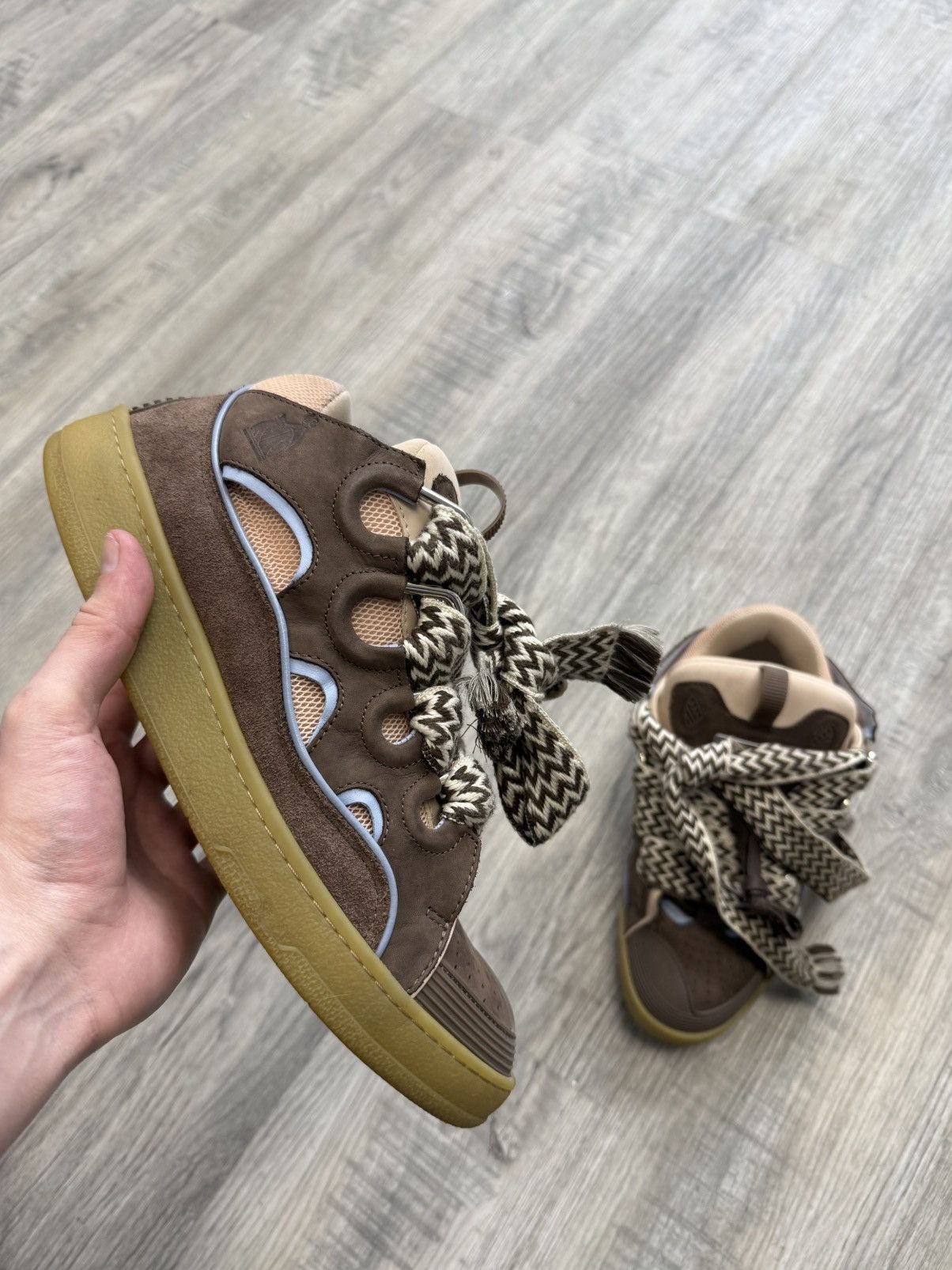 Lanvin Lanvin Curb Sneakers - Brown/Camel (Snake Laces) Size US 11 / EU 44 - 1 Thumbnail