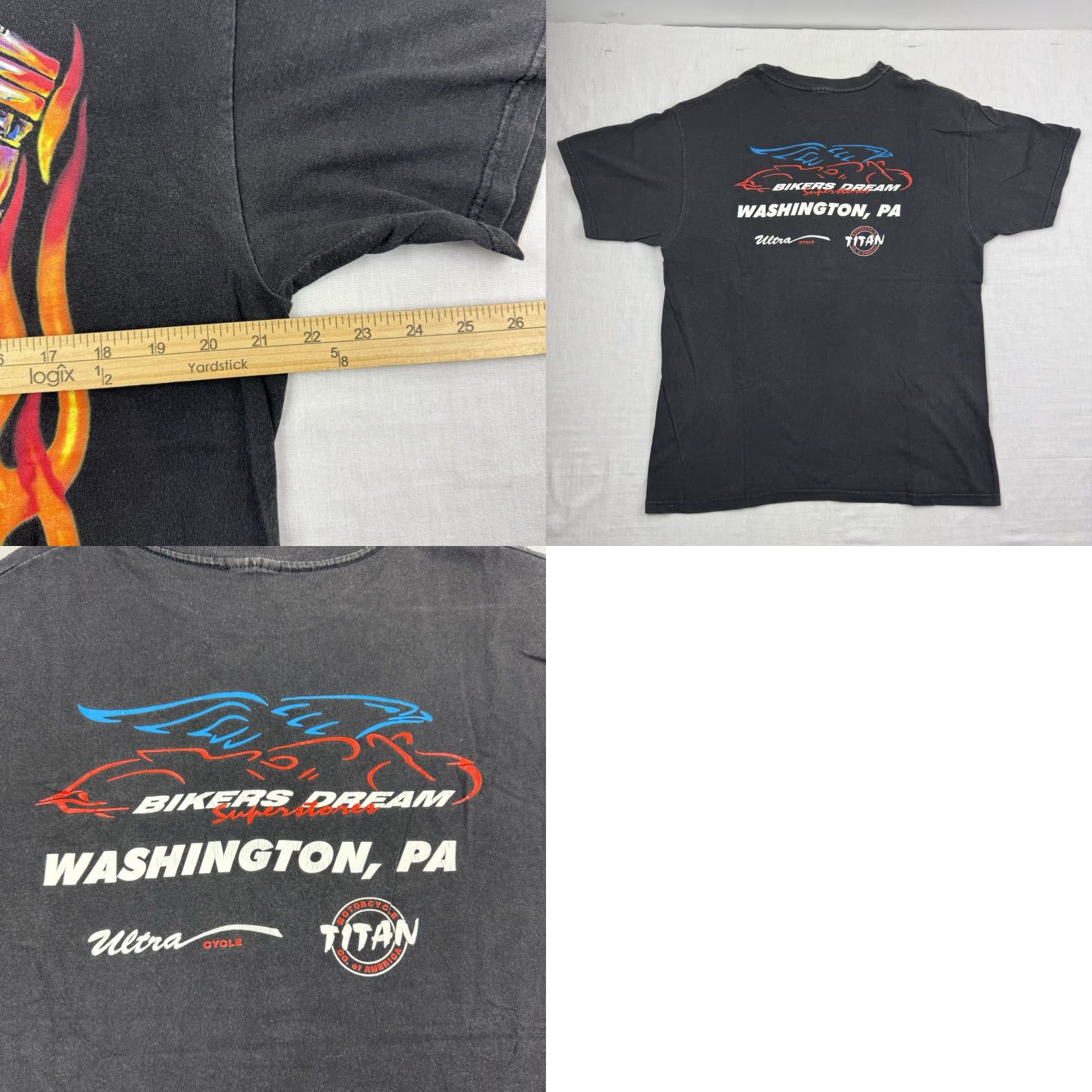 Vintage VINTAGE Unbranded T-Shirt Biker Skull Flames Motorcycle 90s Adult Large Black Men Shirt Short Sleeve Crew Neck Mens Size US L / EU 52-54 / 3 - 8 Thumbnail