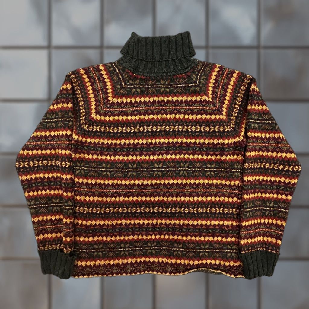Abercrombie & Fitch VINTAGE Abercrombie & Fitch Sweater Womens Large Fair Isle Turtleneck Knit 90s Size L / US 10 / IT 46 - 1 Thumbnail