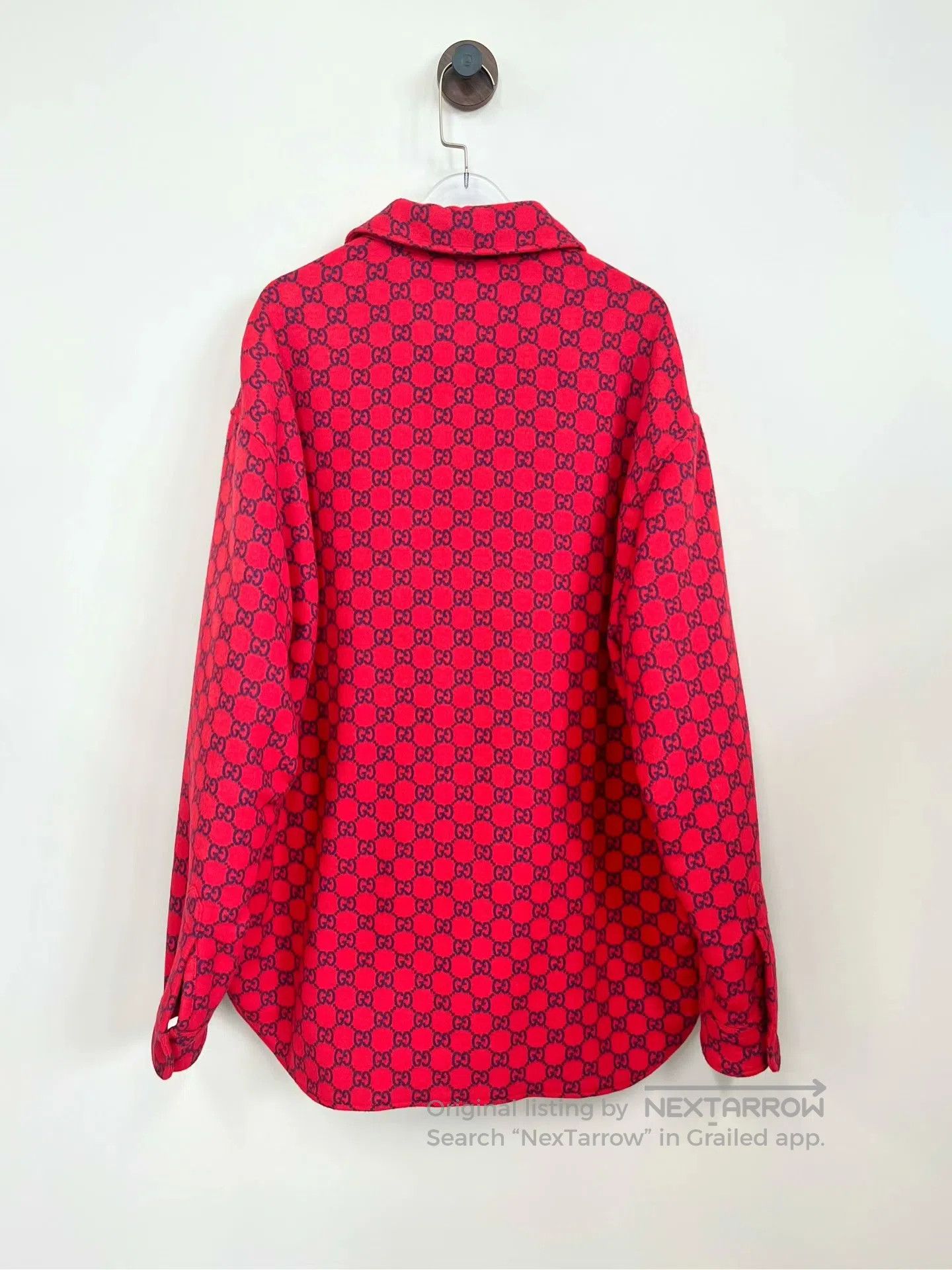 Gucci Guicci Red Vintage GG Full-Print Shirt-Style Cotton Quilte Size US S / EU 44-46 / 1 - 2 Thumbnail