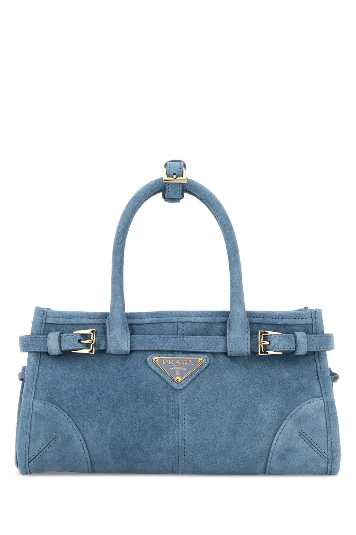 Prada Light Blue Suede Mini Prada Bonnie Handbag Size ONE SIZE - 1 Thumbnail