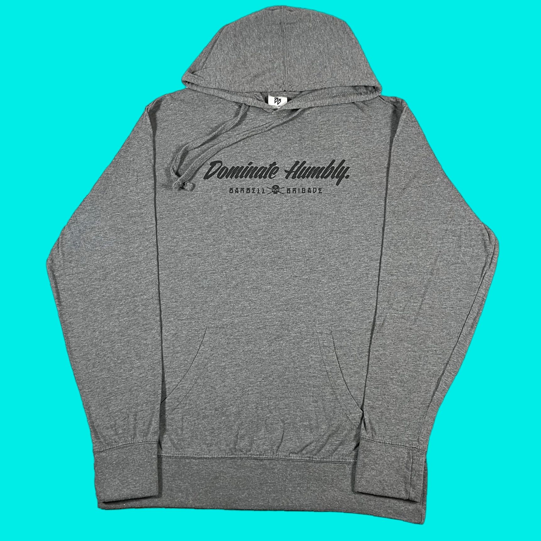 Vintage Barbell Brigade Hoodie Mens M Gray Dominate Humbly Workout Gym Lightweight Size US M / EU 48-50 / 2 - 1 Thumbnail