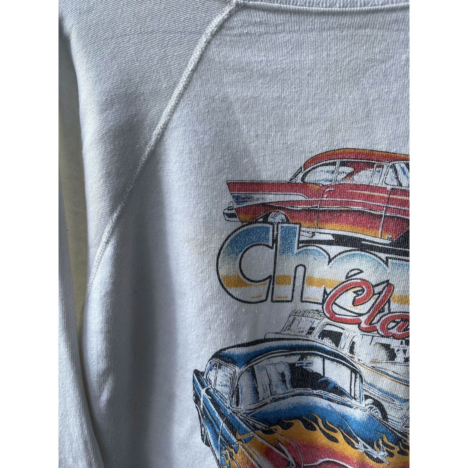 Vintage Vintage 80s Thrashed Faded Chevy Car Raglan Sweatshirt Size US L / EU 52-54 / 3 - 6 Thumbnail