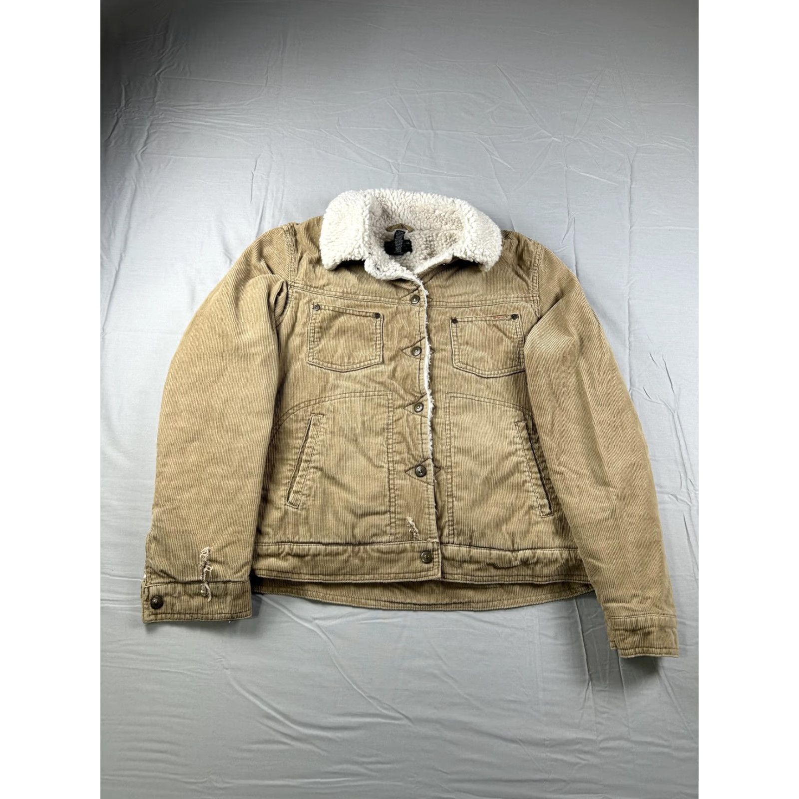 American Eagle Outfitters VINTAGE American Eagle Outfitters Jacket Womens M Corduroy Trucker Beige Tan Sherpa Lined Button Front Pockets Casual Fall Winter Womens Size M / US 6-8 / IT 42-44 - 2 Thumbnail