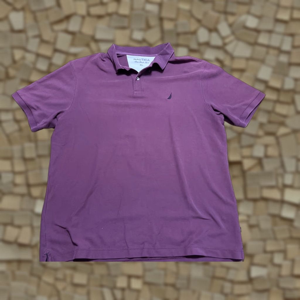 Nautica Nautica Shirt Polo, Men's XL Short Sleeve, Purple, Cotton, Logo, Casual, Travel, Regular fit, Machine Washable, Breathable, Fall Spring Summer, Navy? Size US XL / EU 56 / 4 - 1 Thumbnail