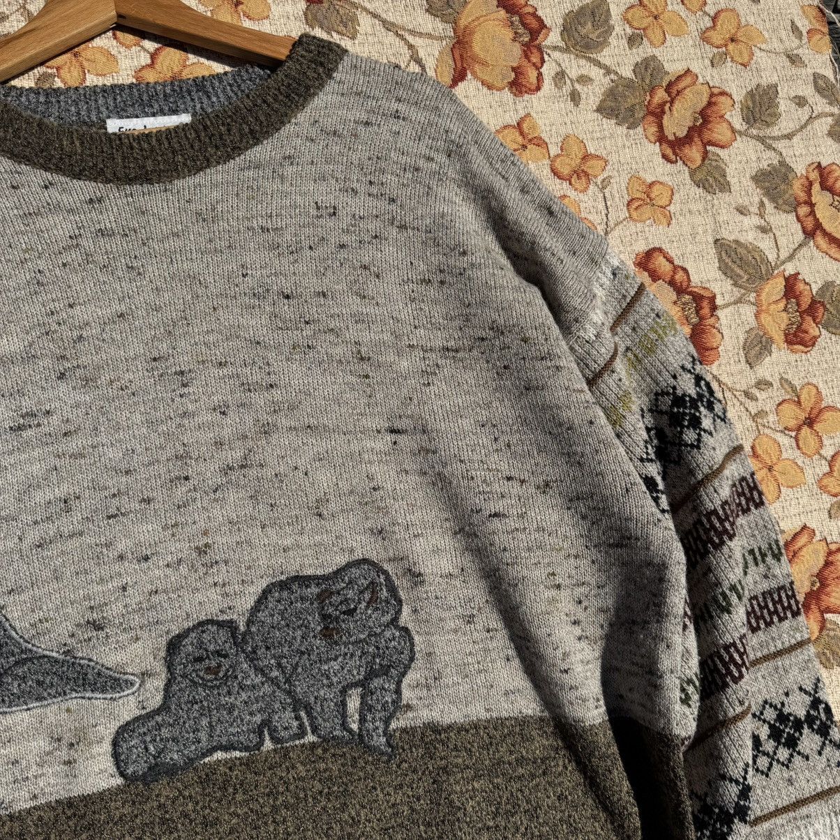 Japanese Brand × Vintage Vintage Embroidered Polar Bear Eclectic Sweater Wool cute Size US L / EU 52-54 / 3 - 6 Thumbnail