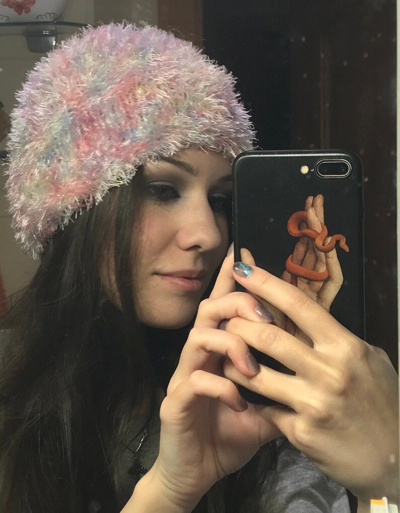 Handmade Vintage Rainbow Fluffy Cute Kawaii Knitted Hand Made Hat Size ONE SIZE - 4 Thumbnail