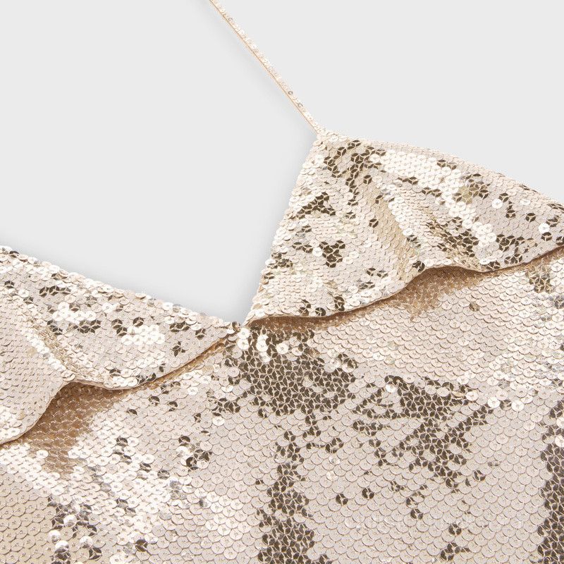 Celine o1bcso1str0526 2R92J956F Embroidered Mini Dress in Oatmeal Size M / US 6-8 / IT 42-44 - 3 Thumbnail