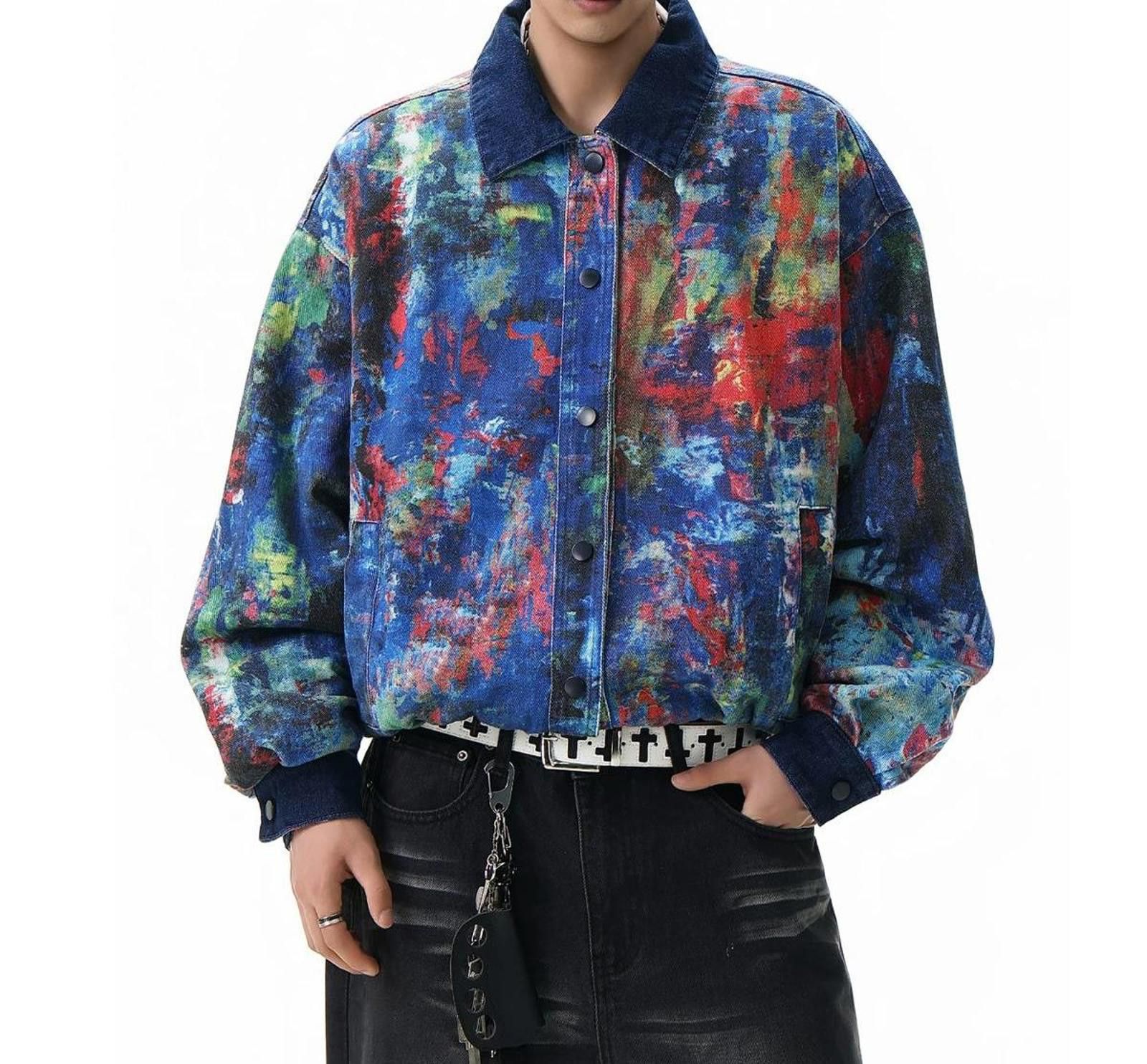 Other Graffiti Art Denim Jacket | Painted Boxy Wide Outerwear Size US M / EU 48-50 / 2 - 5 Thumbnail