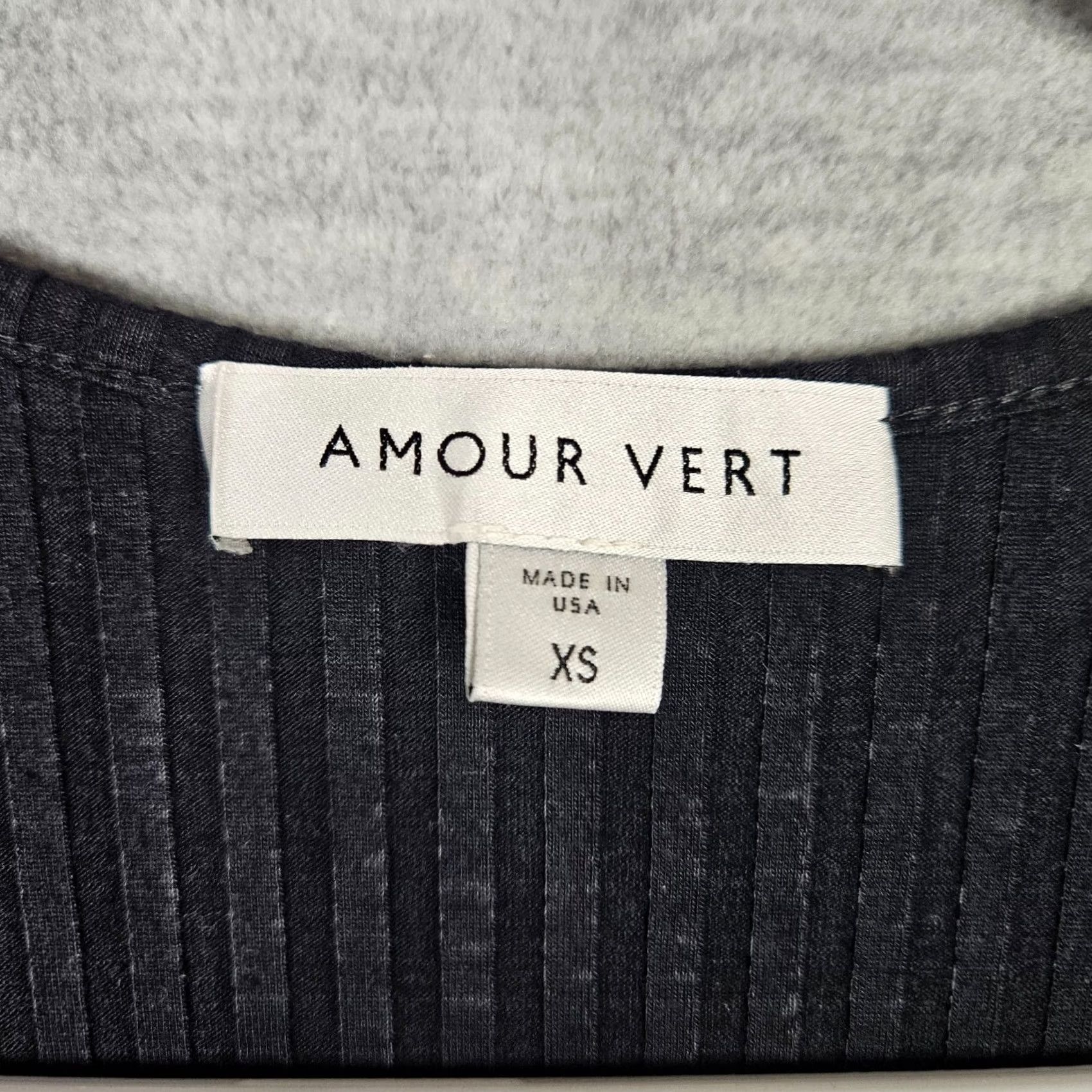 Vintage AMOUR VERT V-Neck Ribbed Sleeveless Women's Dress XS Black Modal Spandex A-Line Casual Vintage No Size XS / US 0-2 / IT 36-38 - 3 Thumbnail