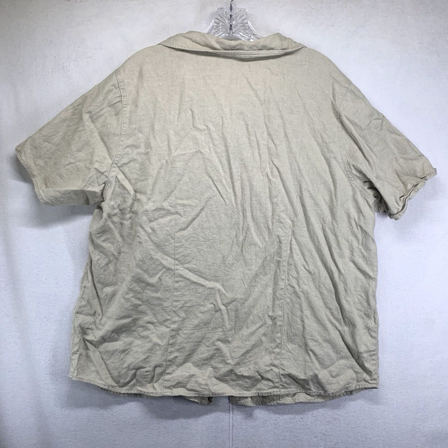 Vintage VINTAGE White Stag Women's 16W Button-Down Shirt Linen Cotton Short Sleeve Collared Pockets Casual Bohemian 80s 90s Natural Earth Tones Size XXL / US 16-18 / IT 52-54 - 2 Thumbnail