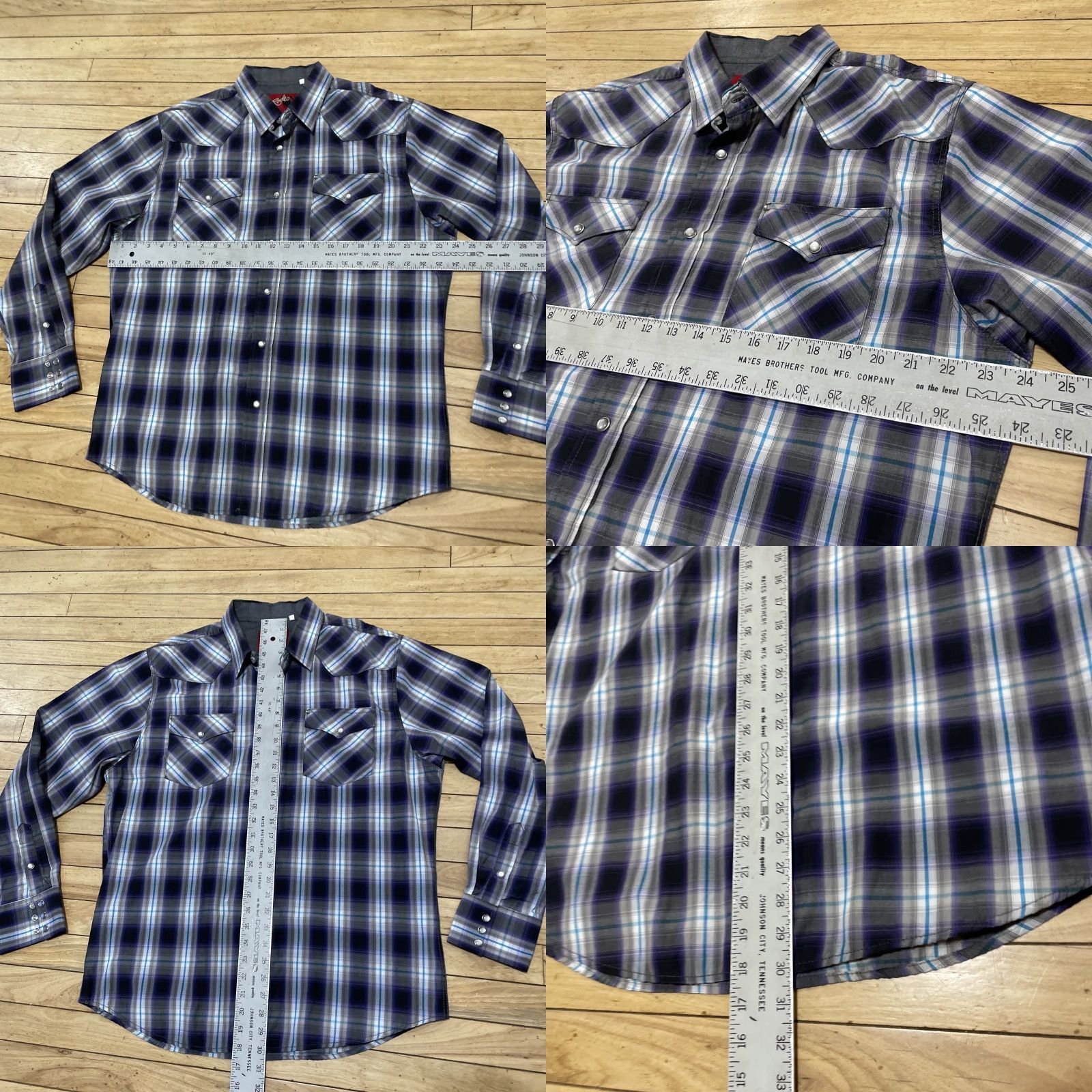 Vintage Rodeo Pearl Snap Shirt Men XL Western Purple Plaid Cowboy Rancher Button-Up Long Sleeve Casual Cotton Woven Regular Fit Size US XL / EU 56 / 4 - 8 Thumbnail