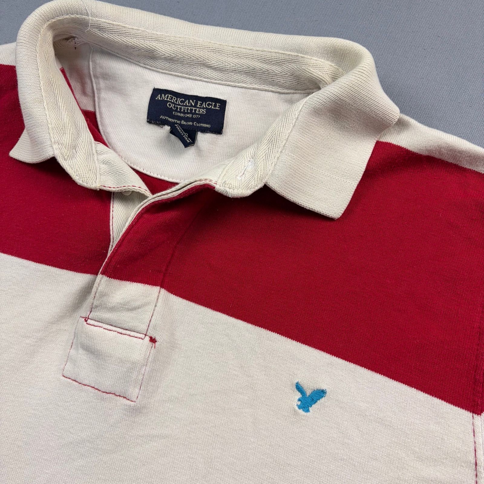 American Eagle Outfitters × Vintage Y2K American Eagle Polo Shirt Men's Small Red Stripe Cotton Size US M / EU 48-50 / 2 - 2 Thumbnail