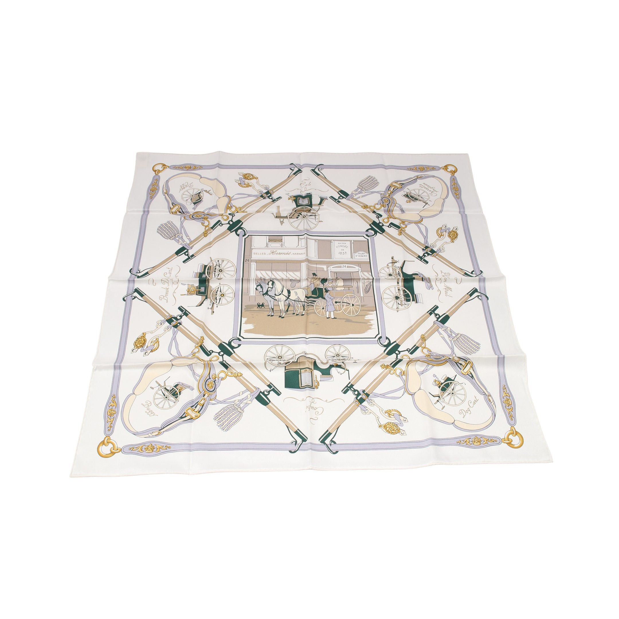 Hermes Hermes Carres 70 Palonniers Scarf Silk White Multicolor Size ONE SIZE - 1 Thumbnail