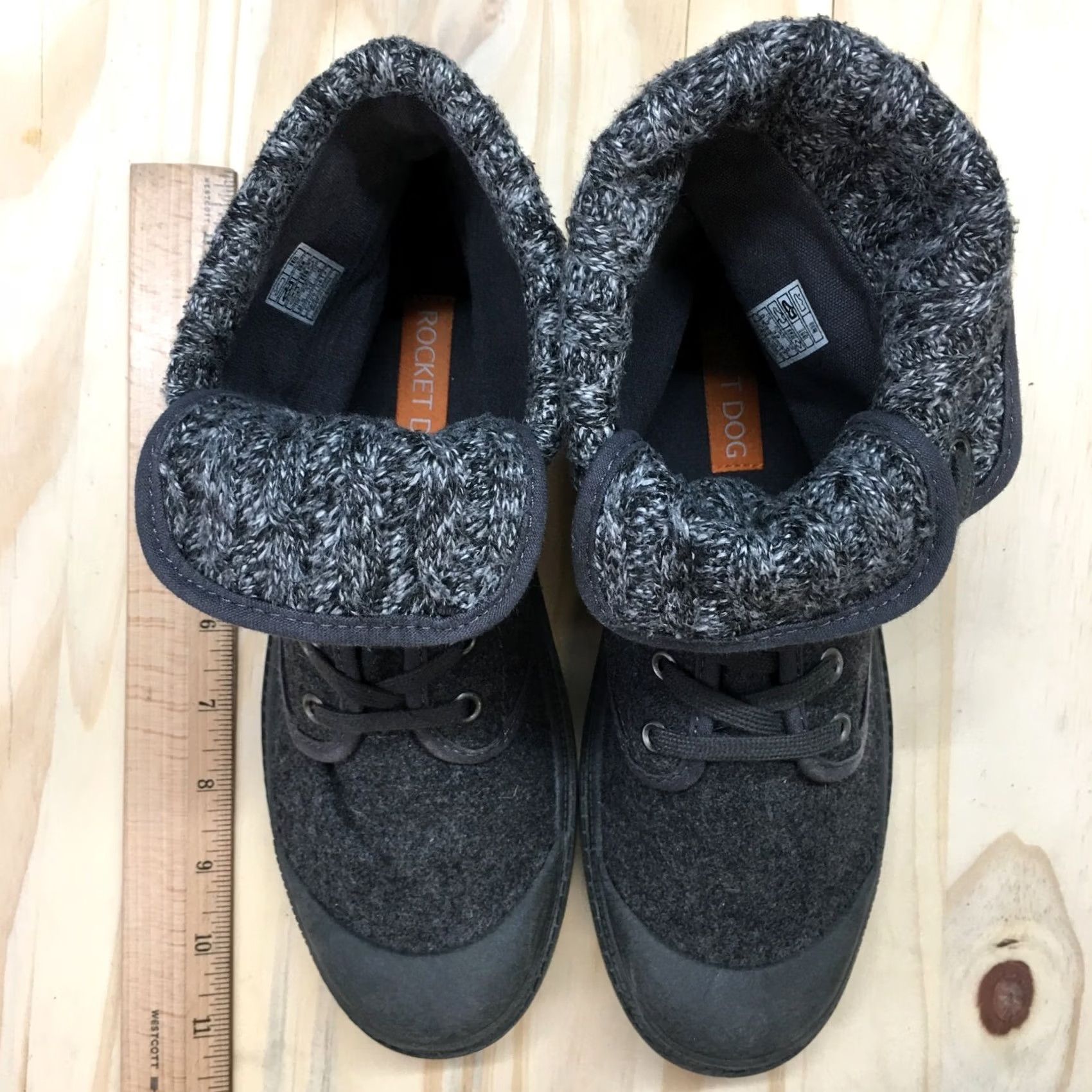 Vintage Rocket Dog Booties Womens 8.5 Pilot Joshua Fold Over Lace Up Winter Gray Bootie Low Heel Ankle Casual Boots Womens Size US 9 / IT 39 - 7 Thumbnail