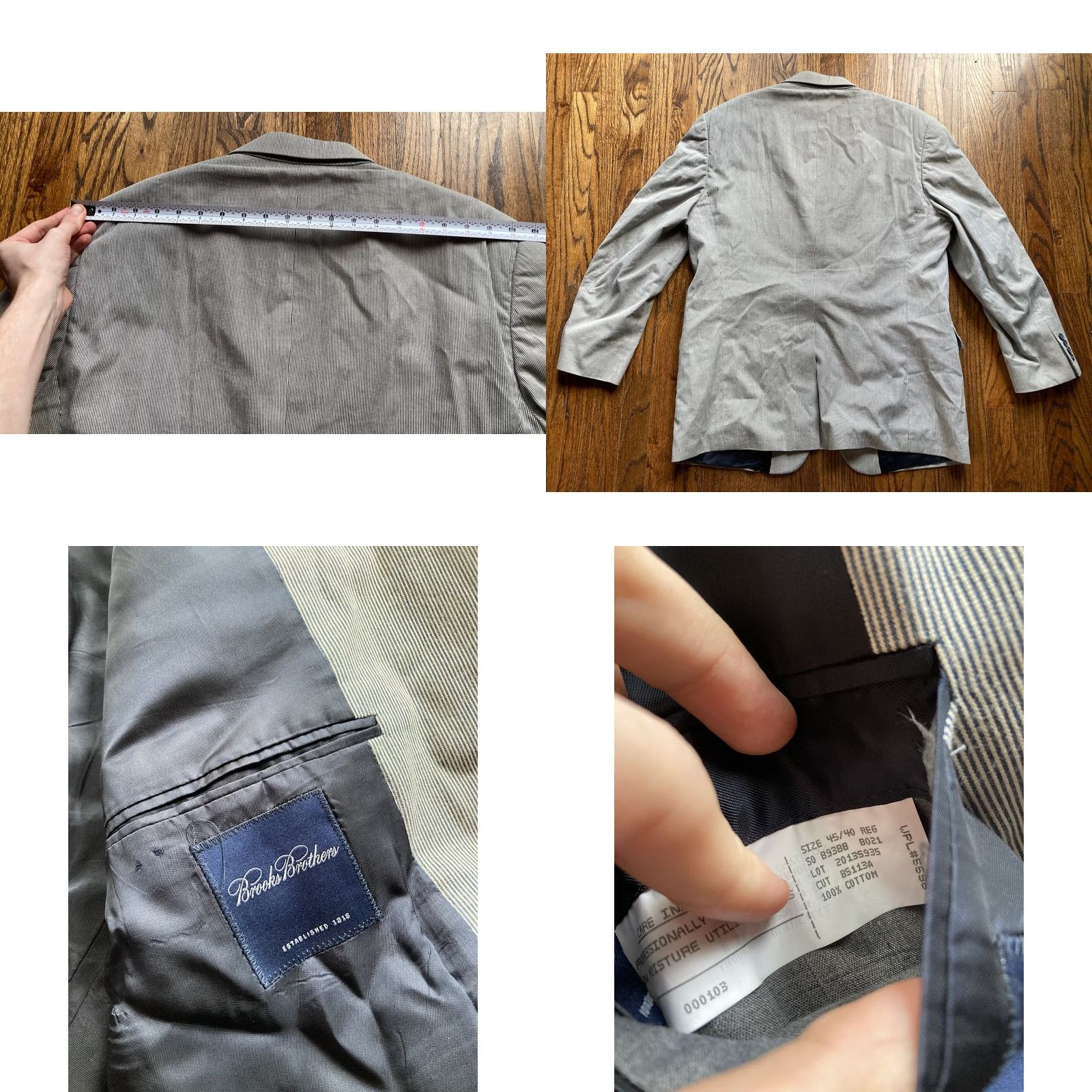 Brooks Brothers Brooks Brothers 2 Pieces Suit Mens 45R Jacket 38x30 Pants Stripe Cotton Multicolor Notch Lapel Two-Button Front Classic Mens Size 48R - 8 Thumbnail