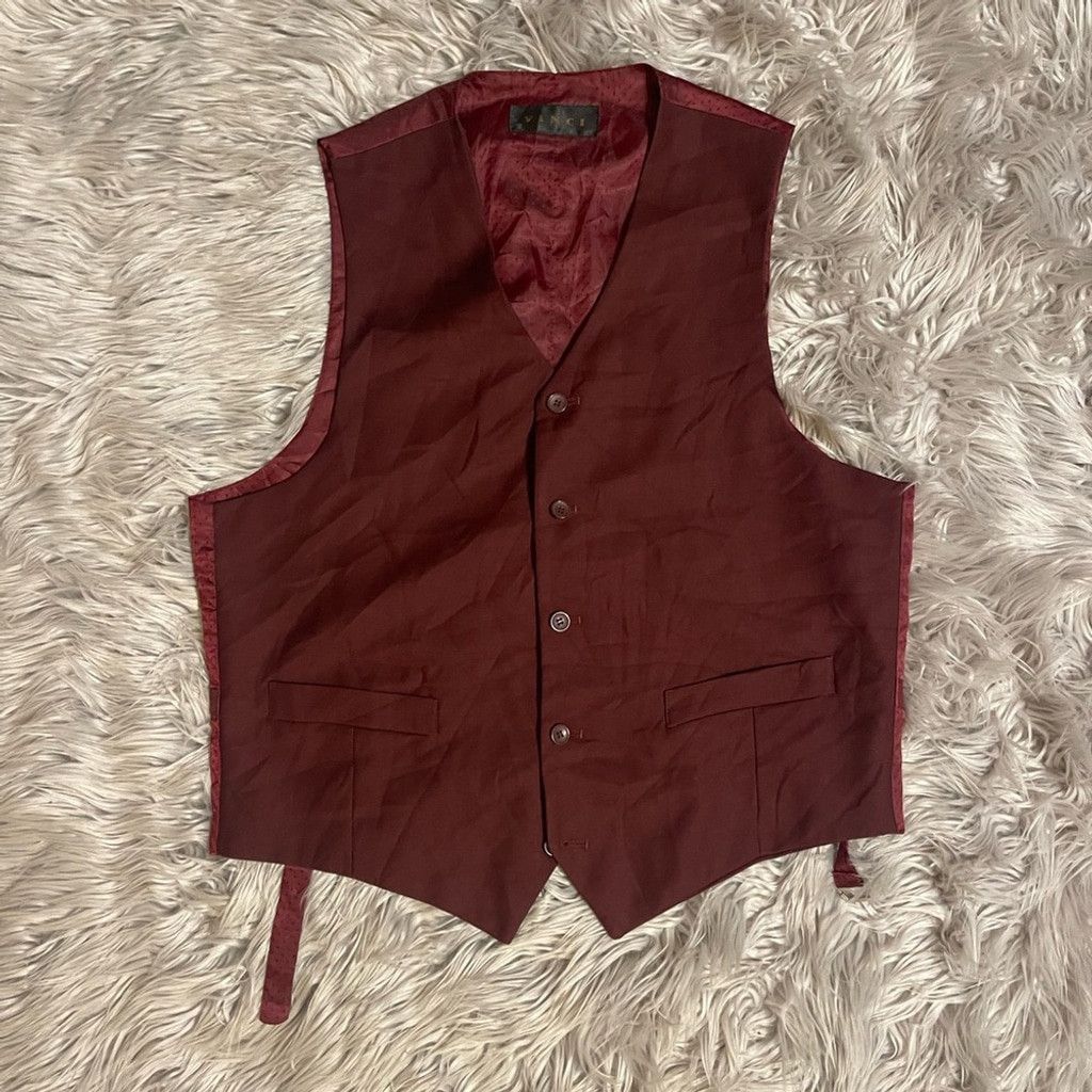 Vinci Vintage Vinci Maroon Button-Up Vest measurements shown Size US M / EU 48-50 / 2 - 1 Thumbnail