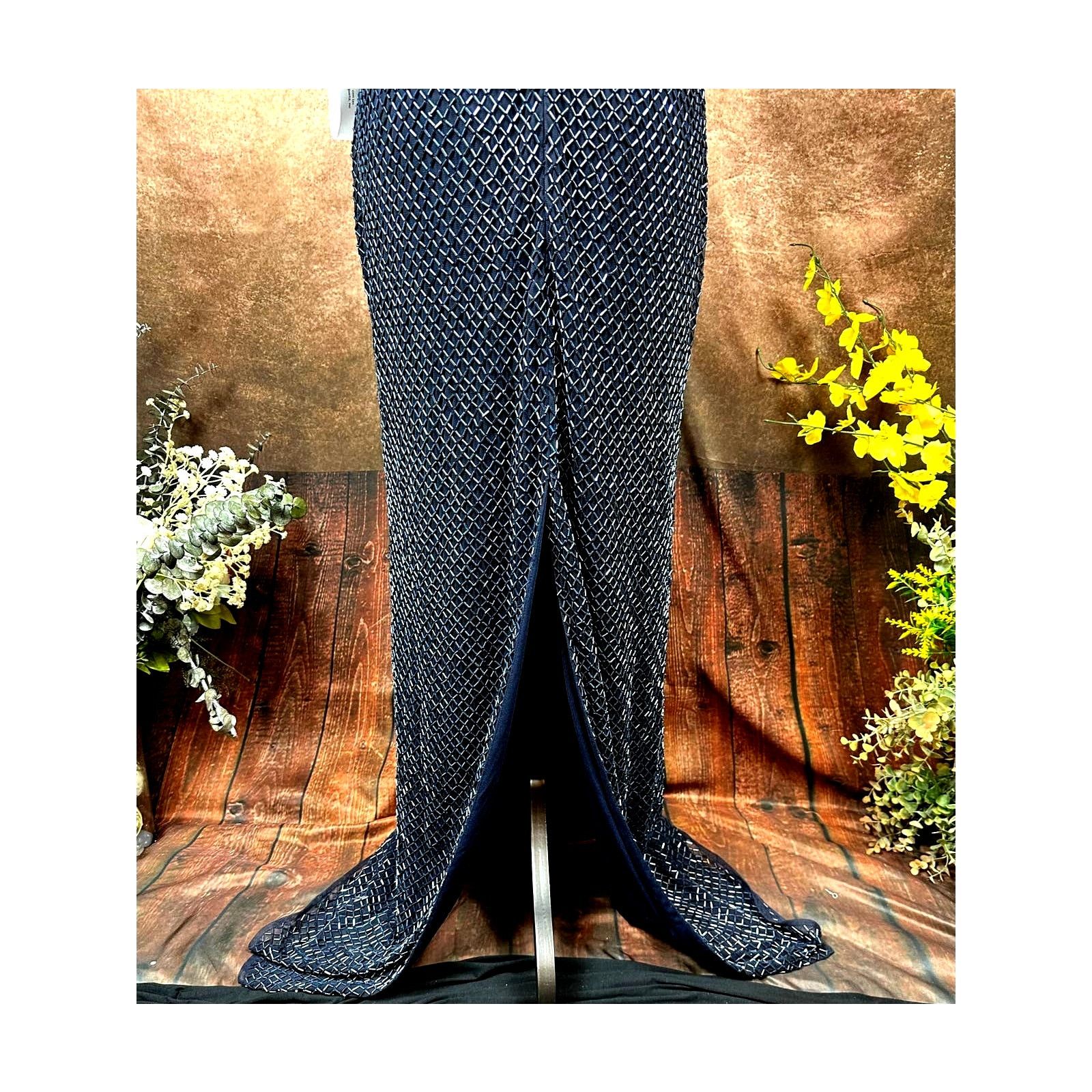 Other Mac Duggal Beaded Butterfly Sleeve Column Gown Midnight 8 Size M / US 6-8 / IT 42-44 - 16 Thumbnail