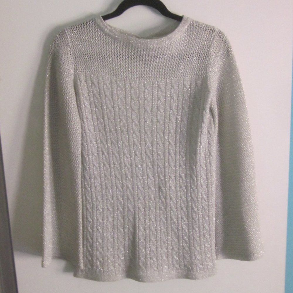 Saks Fifth Avenue Vintage Sweater Banff Silver Knit Sparkle Fits XS Size XS / US 0-2 / IT 36-38 - 1 Thumbnail