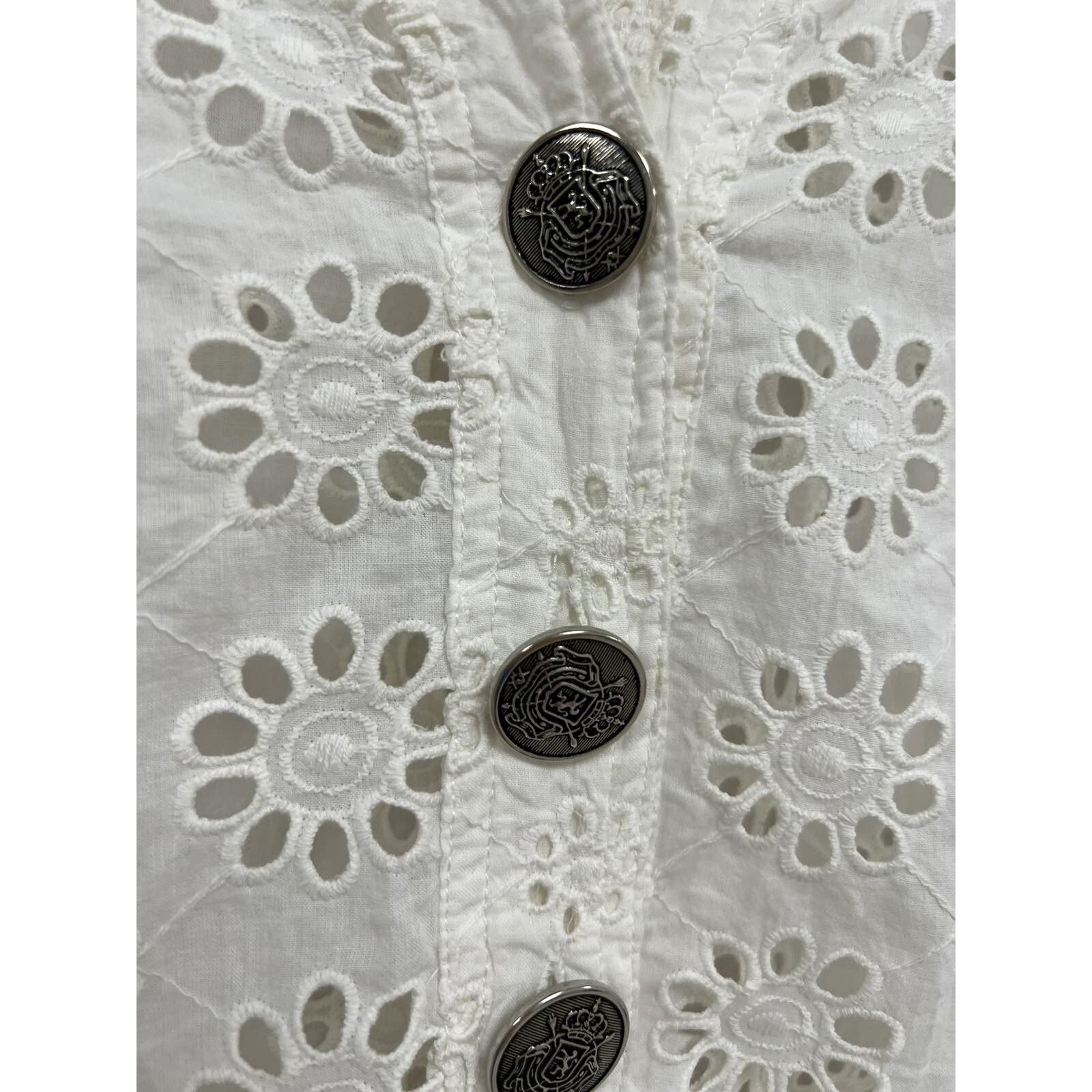 & Other Stories MULTIPLES Women Eyelet Blouse Cotton 3/4 Sleeve A001427 Size M / US 6-8 / IT 42-44 - 6 Thumbnail