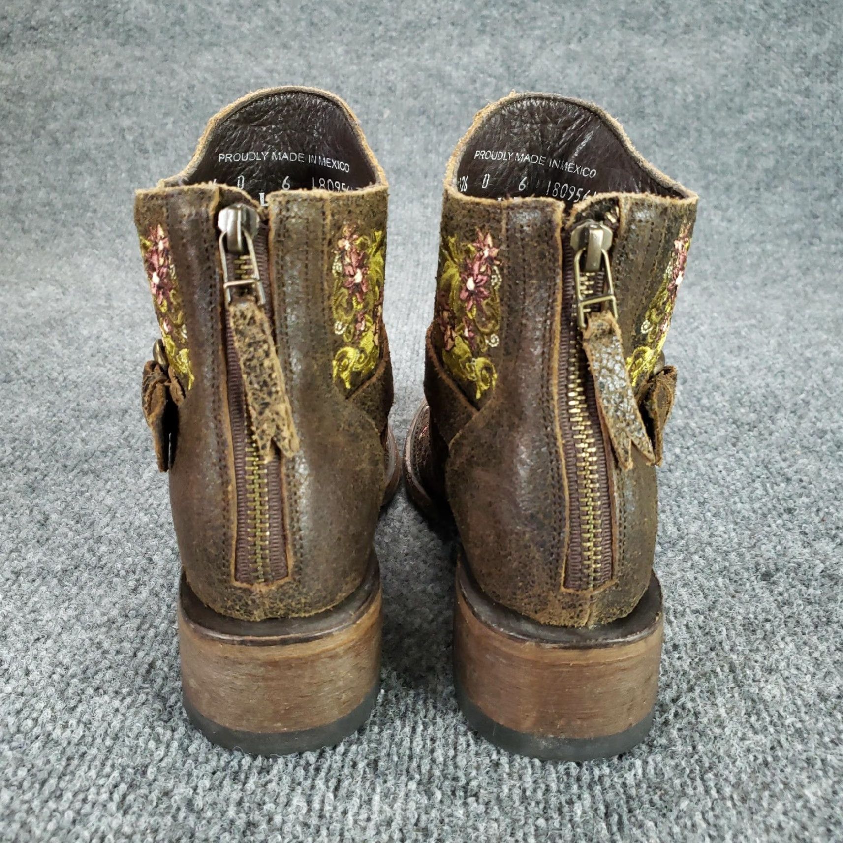 Vintage Lane Womens Boots Western Ankle Brown Leather Embroidered Floral LB0326 6 Size D Heel Block Casual Shoes Size US 6 / IT 36 - 5 Thumbnail
