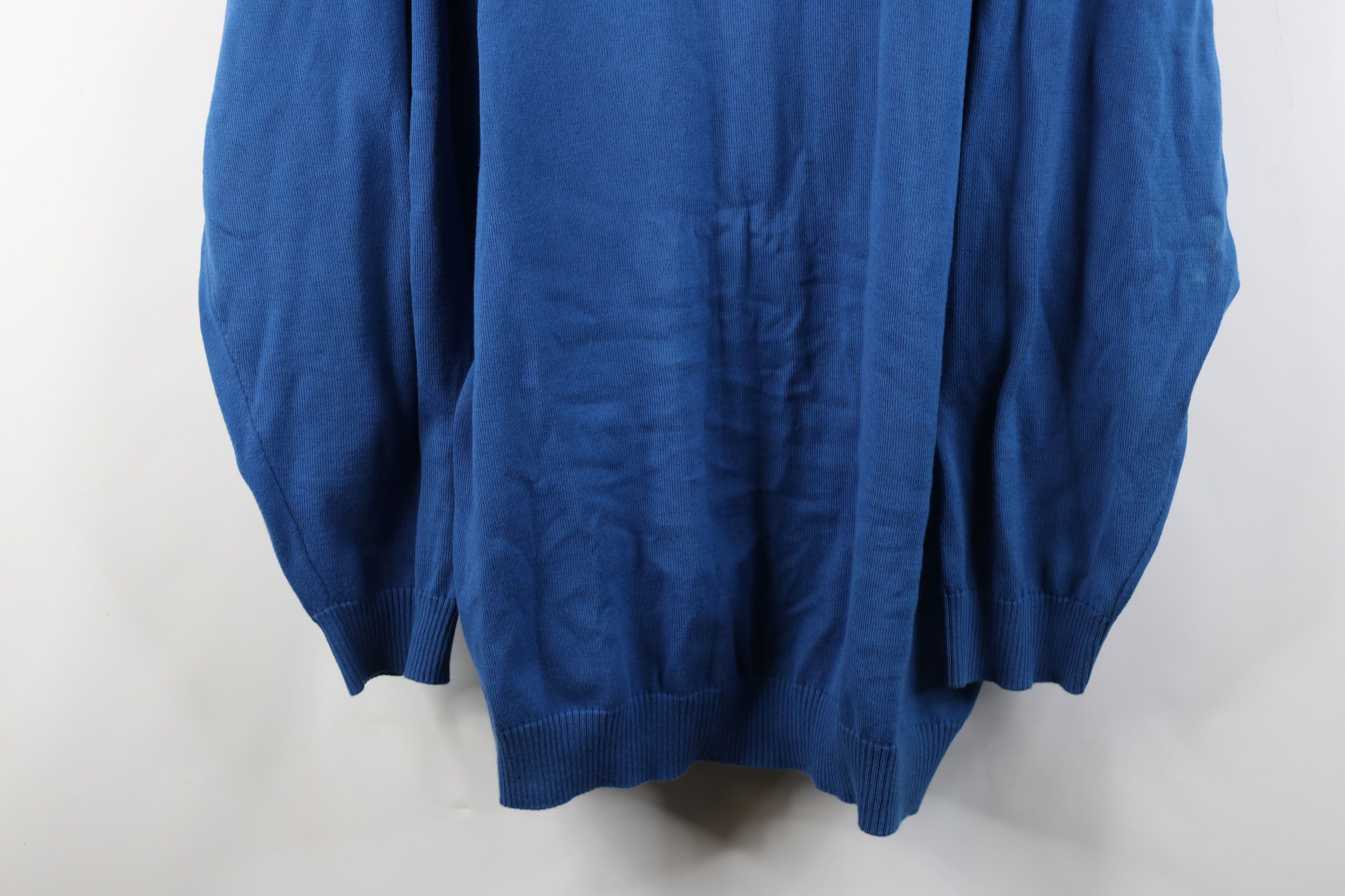 Lacoste Lacoste Distressed Croc Logo Cotton Knit V-Neck Sweater Blue Size US XXL / EU 58 / 5 - 3 Thumbnail