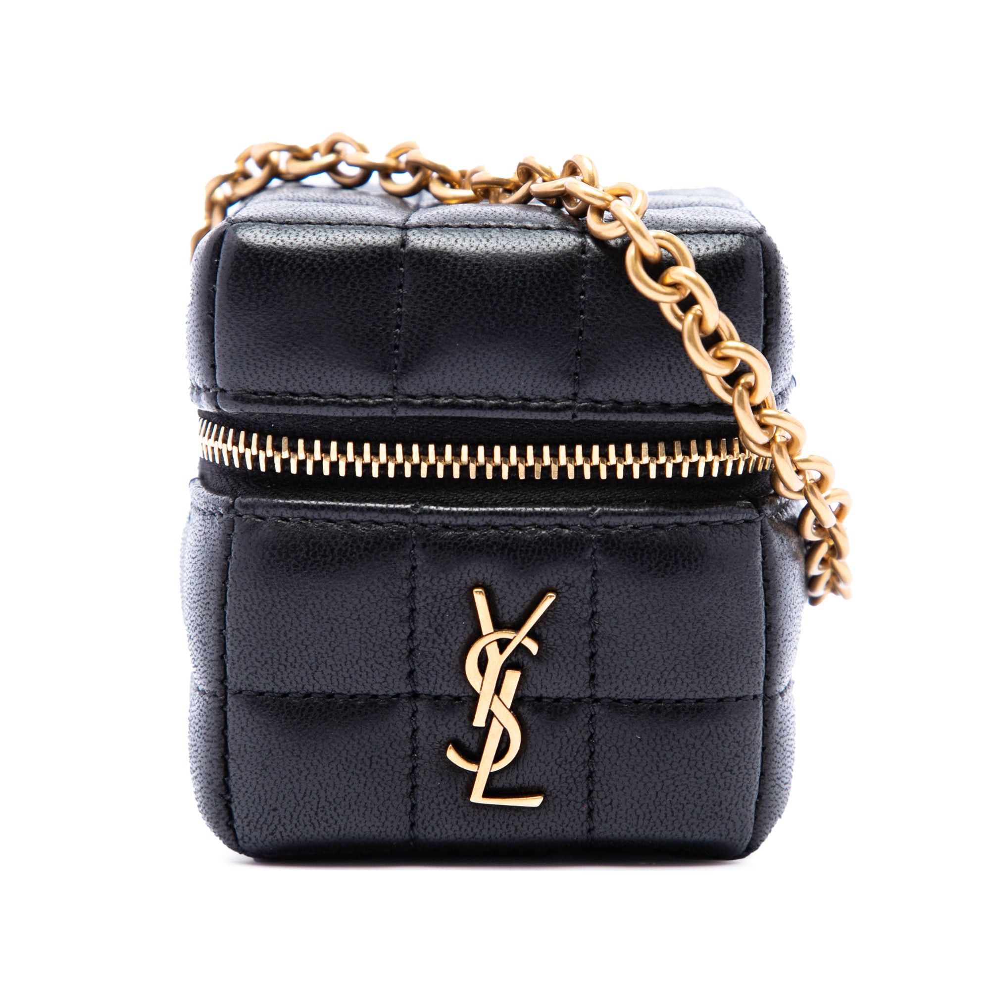 Saint Laurent Paris Lambskin Cassandre Cube On Chain Size ONE SIZE - 1 Thumbnail