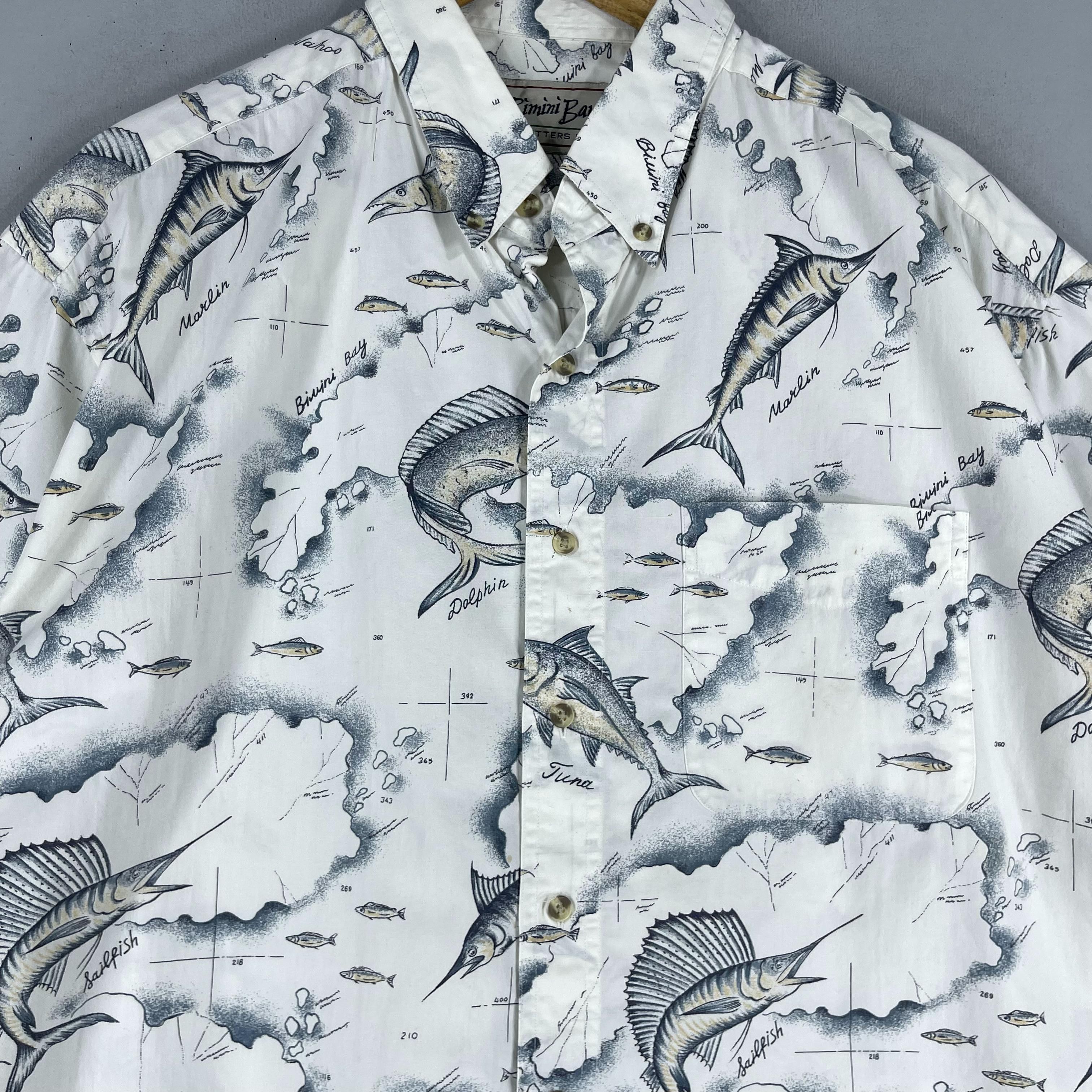 Other Vintage Y2K Hawaiian Deep Ocean Fish Printed Shirt Button Up Size US XL / EU 56 / 4 - 2 Thumbnail