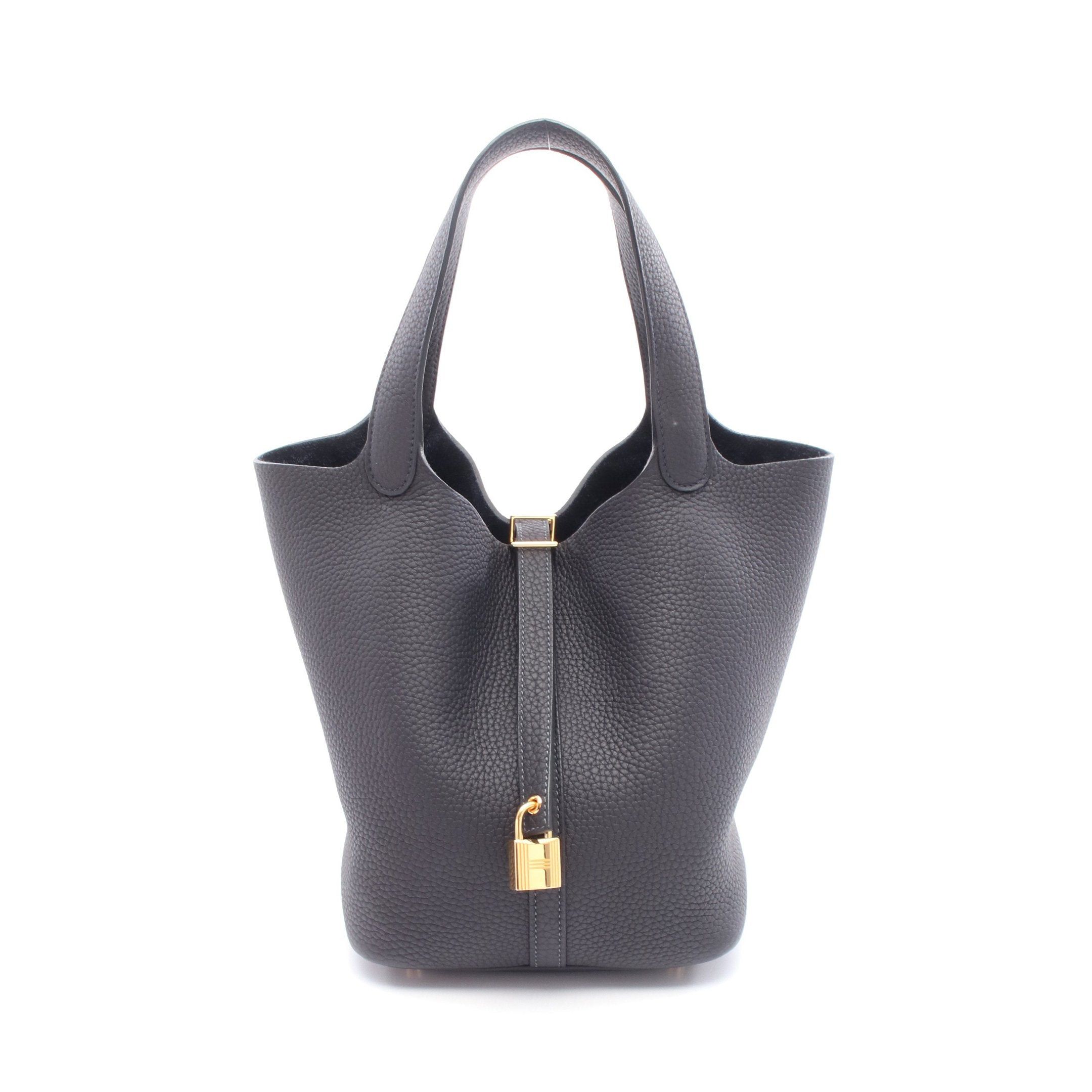 Hermes Hermes Picotane Lock Mm Bleu Nui Handbag Clemence Leather Dark Navy Gold Hardware B Stamp Size ONE SIZE - 1 Thumbnail