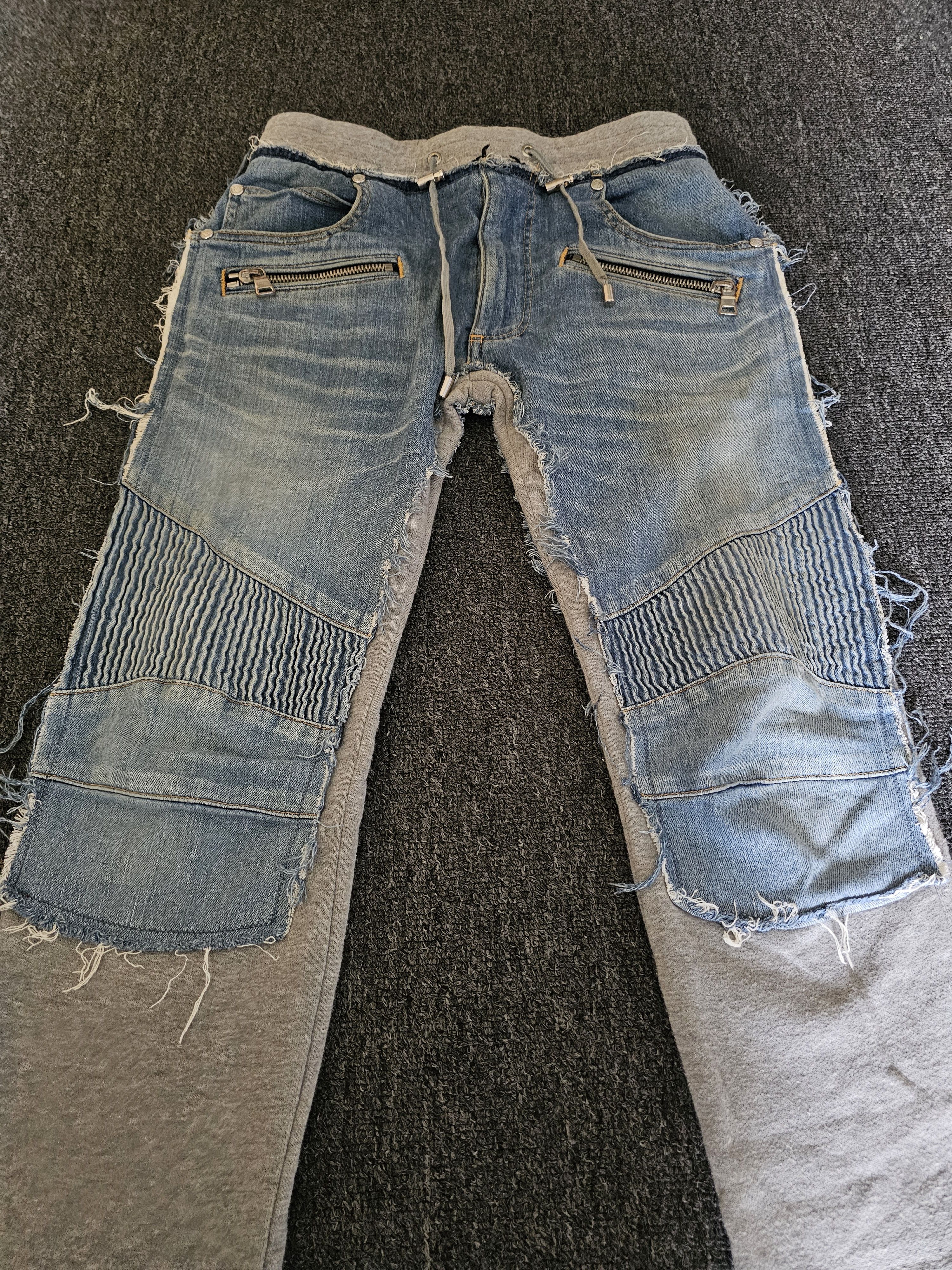 Balmain BALMAIN Men's Denim Patchwork Sweatpants Size XS Size US 29 - 2 Thumbnail