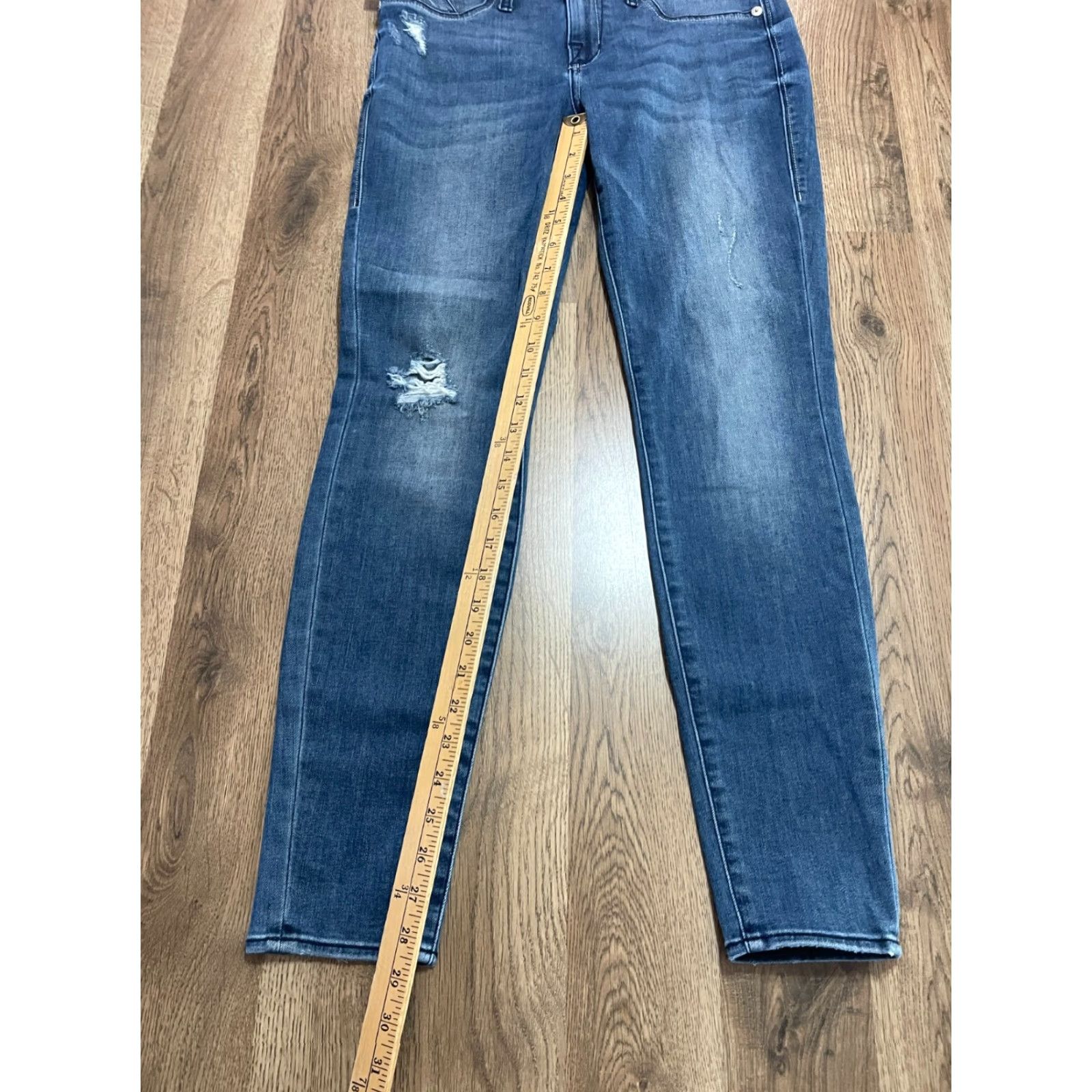 Vintage Rock & Republic Jeans Womens Size 8 Blue Denim Skinny Pockets Distressed Regular Inseam 28.5in Size 30" / US 8 / IT 44 - 7 Thumbnail