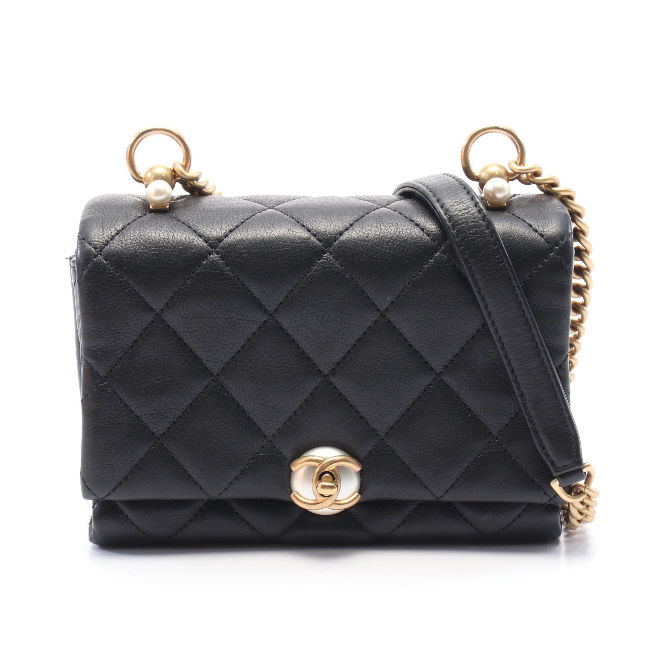 Chanel Chanel Matelasse Chain Shoulder Bag Lambskin Black Gold Hardware Size ONE SIZE - 1 Thumbnail