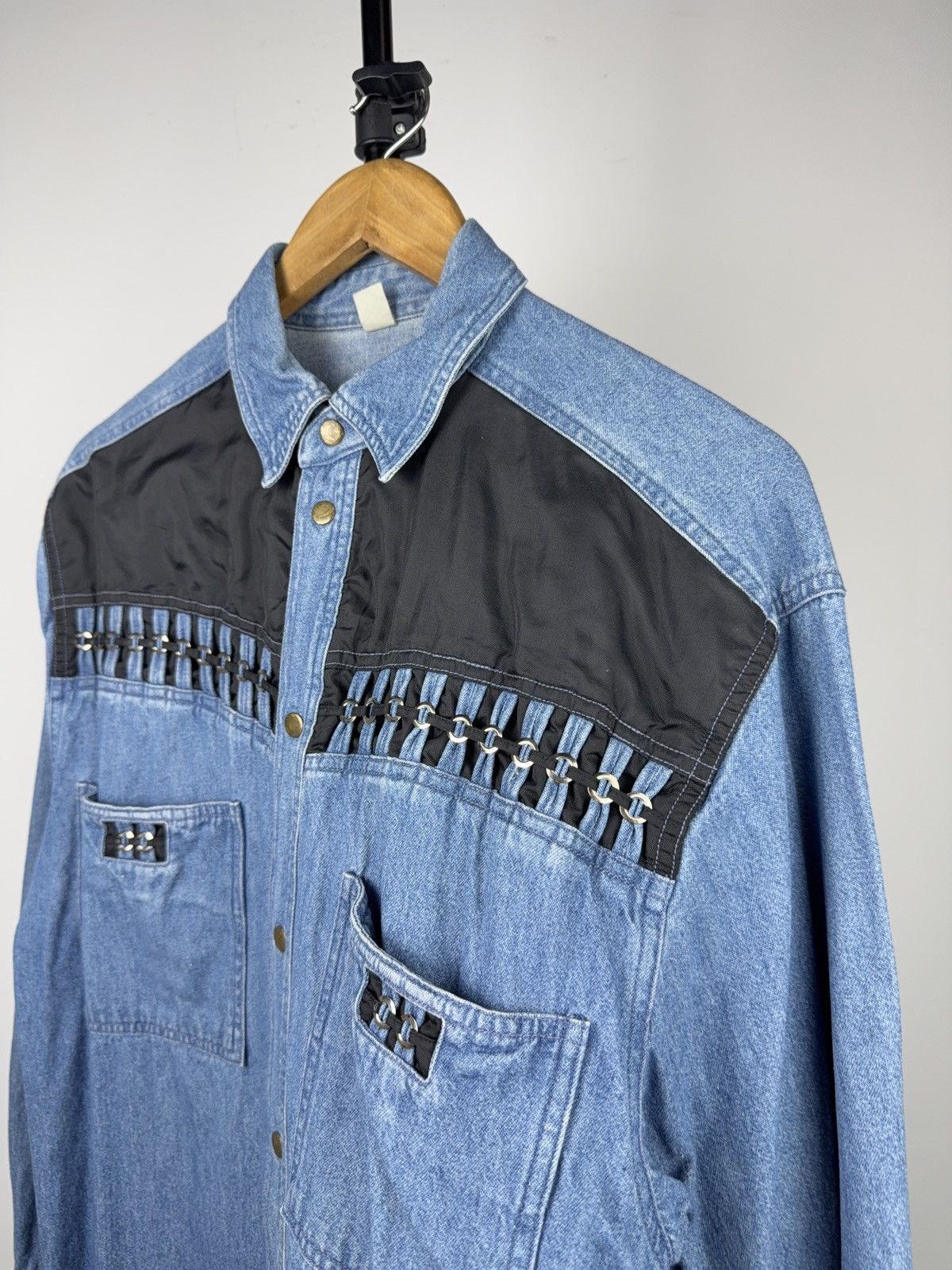 Vintage 90s Vintage Jacques Lorant Denim Cowboy Western Chain Shirt Size US XL / EU 56 / 4 - 5 Thumbnail