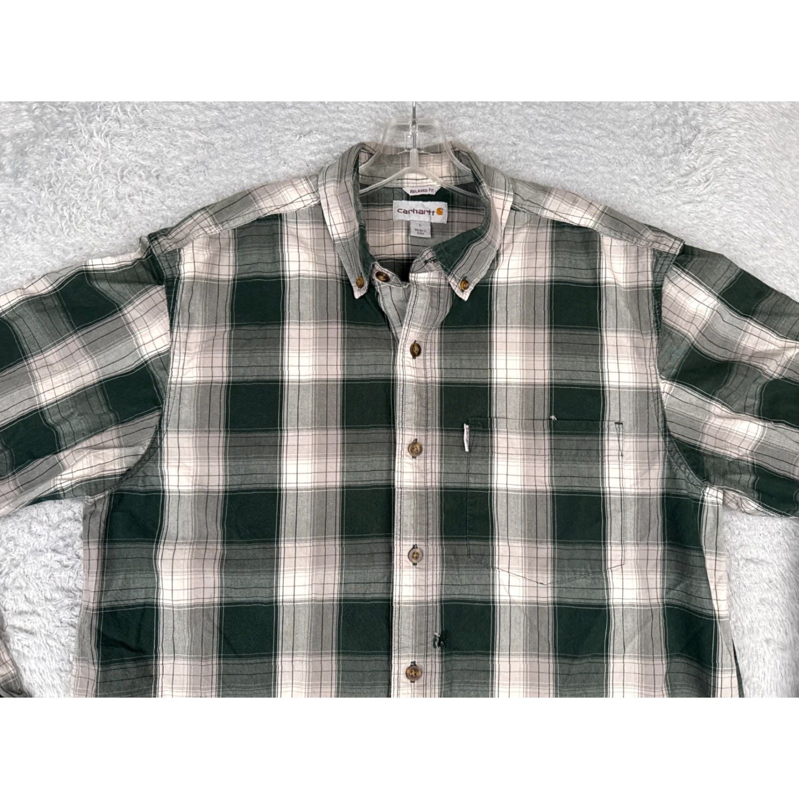 Carhartt Carhartt Shirt Men Large Green Plaid 100% Cotton Button Up Long Sleeve Casual Workwear Outdoor Mens Shirt Size US L / EU 52-54 / 3 - 5 Thumbnail