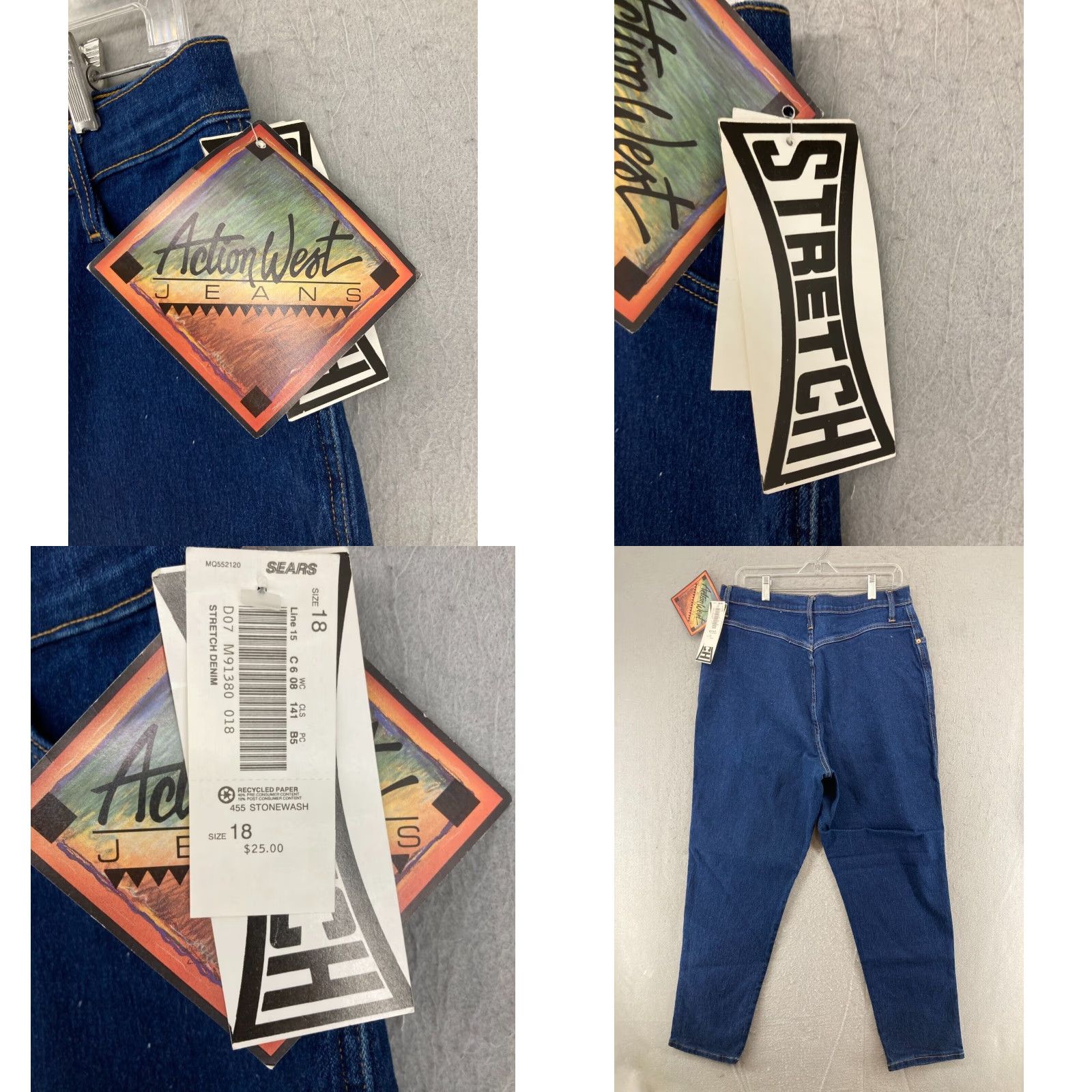 Vintage Action West High Rise Bootcut Jeans Womens 18 Stretch Dark Wash Denim Blue Size 40" / US 18 - 8 Thumbnail