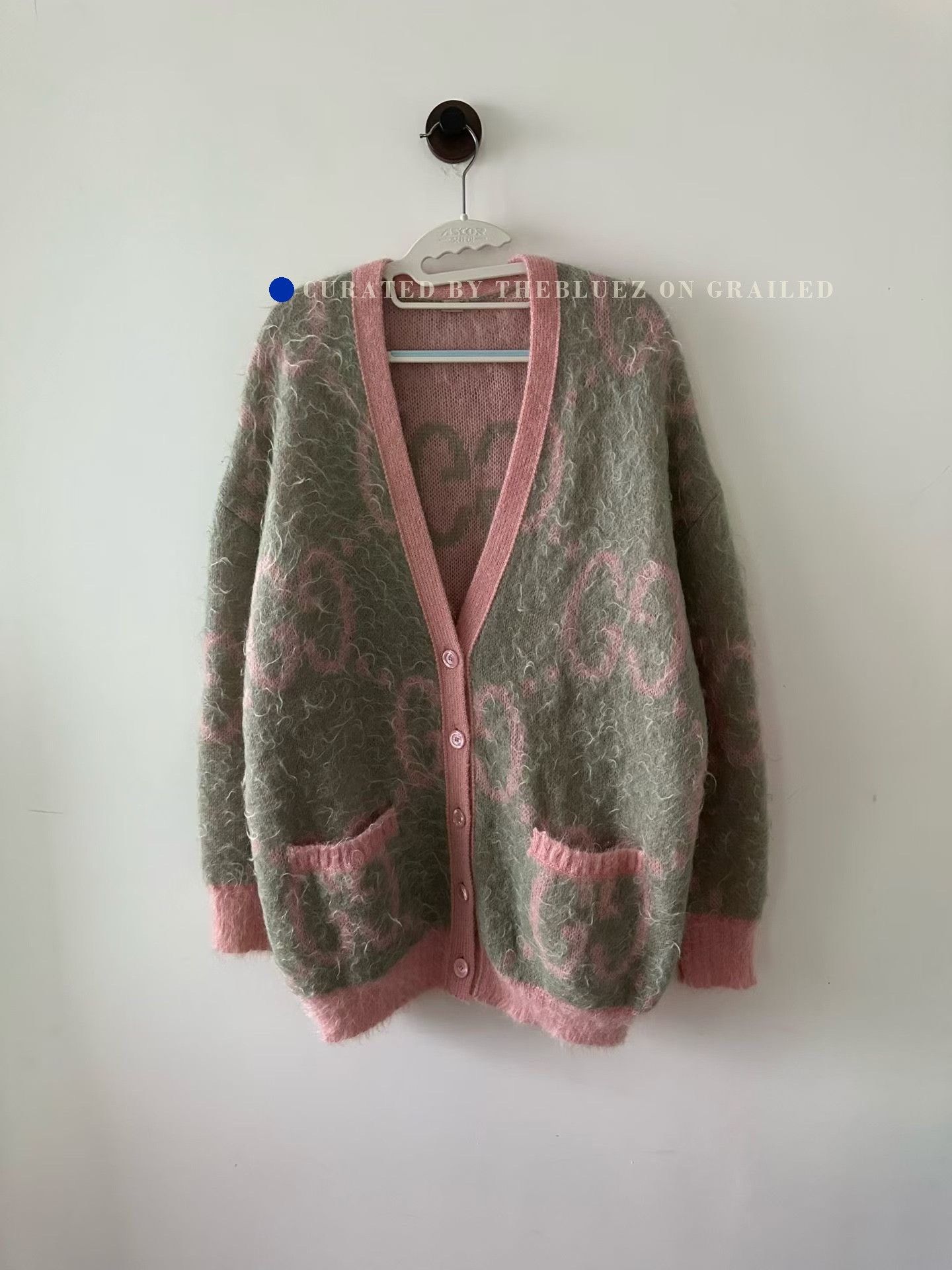 Gucci Gucci Pink Green Double-Sided Mohair Cardigan Size S / US 4 / IT 40 - 1 Thumbnail