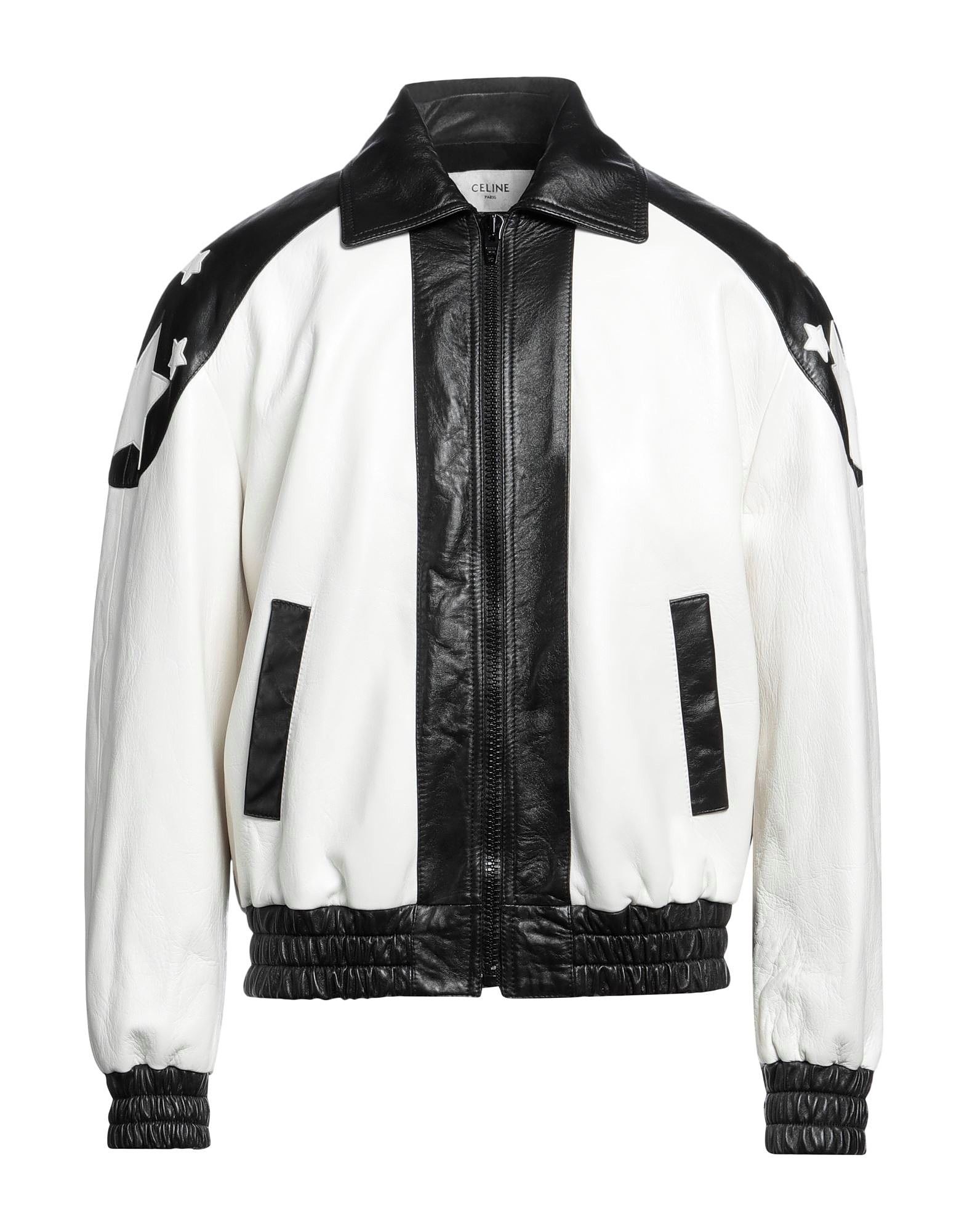 image of Celine O1W1Db10324 Loose Flag Teddy Jacket In White, Men's (Size Small)