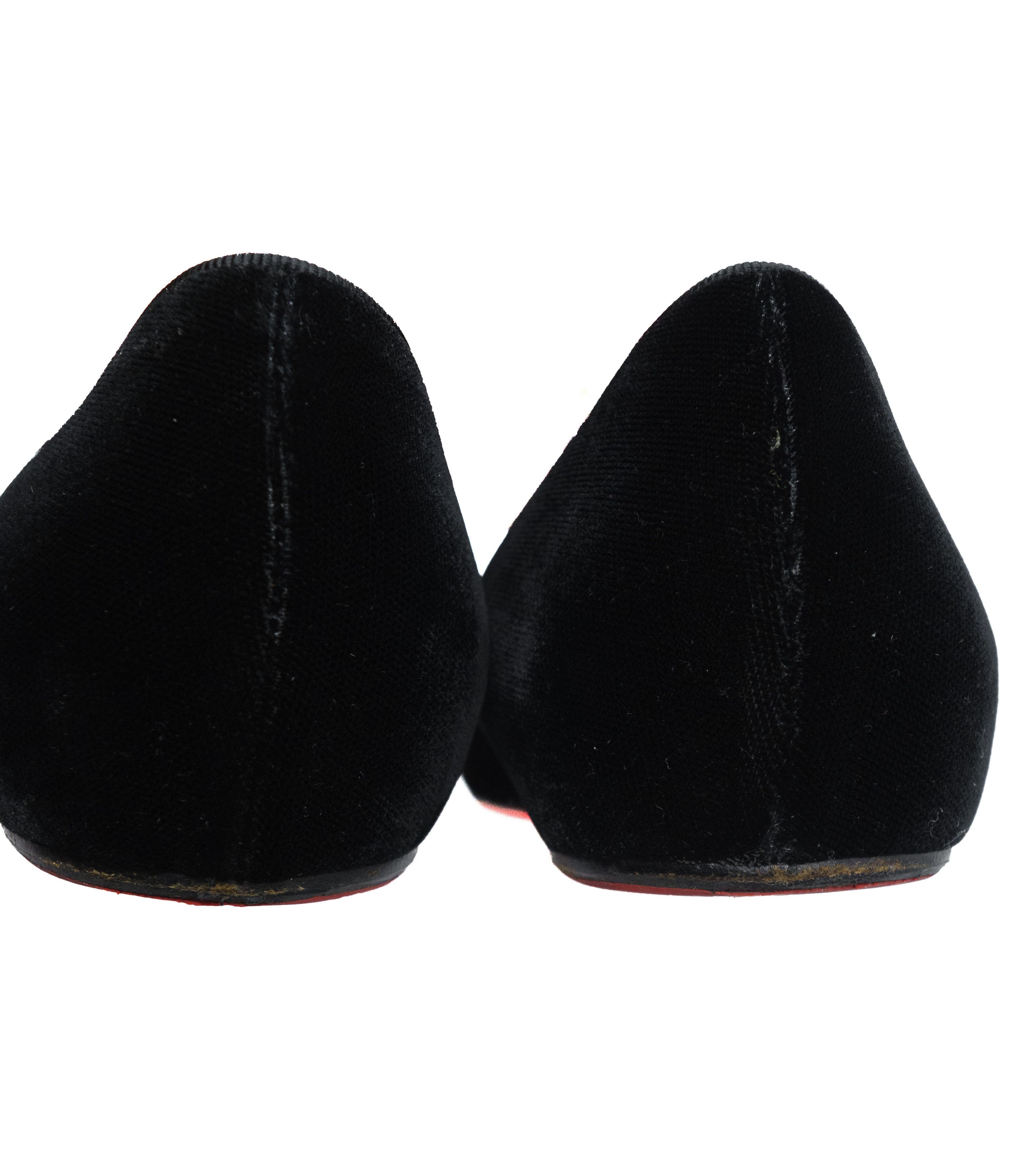 Christian Louboutin Сristacora Crystal Heart Embellishment Velvet Flats Size US 6 / IT 36 - 7 Thumbnail