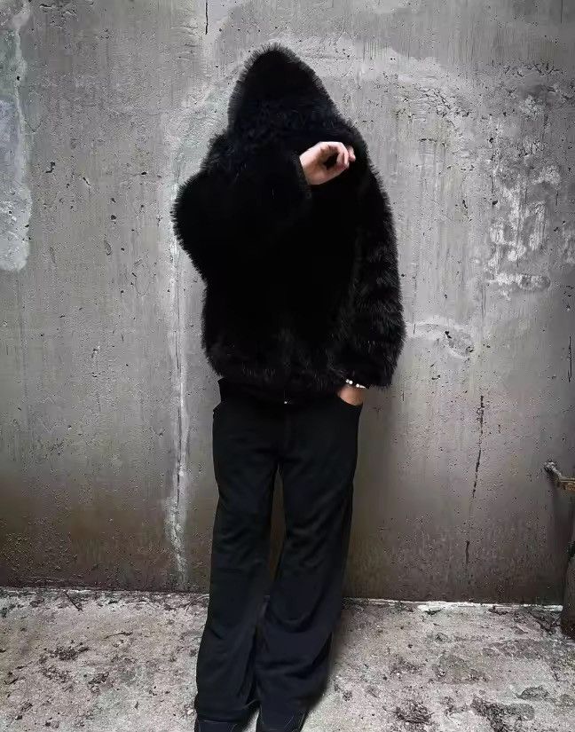 Japanese Brand × Other Faux furr Zipper Black reversible Jacket Hooded Size US M / EU 48-50 / 2 - 5 Thumbnail