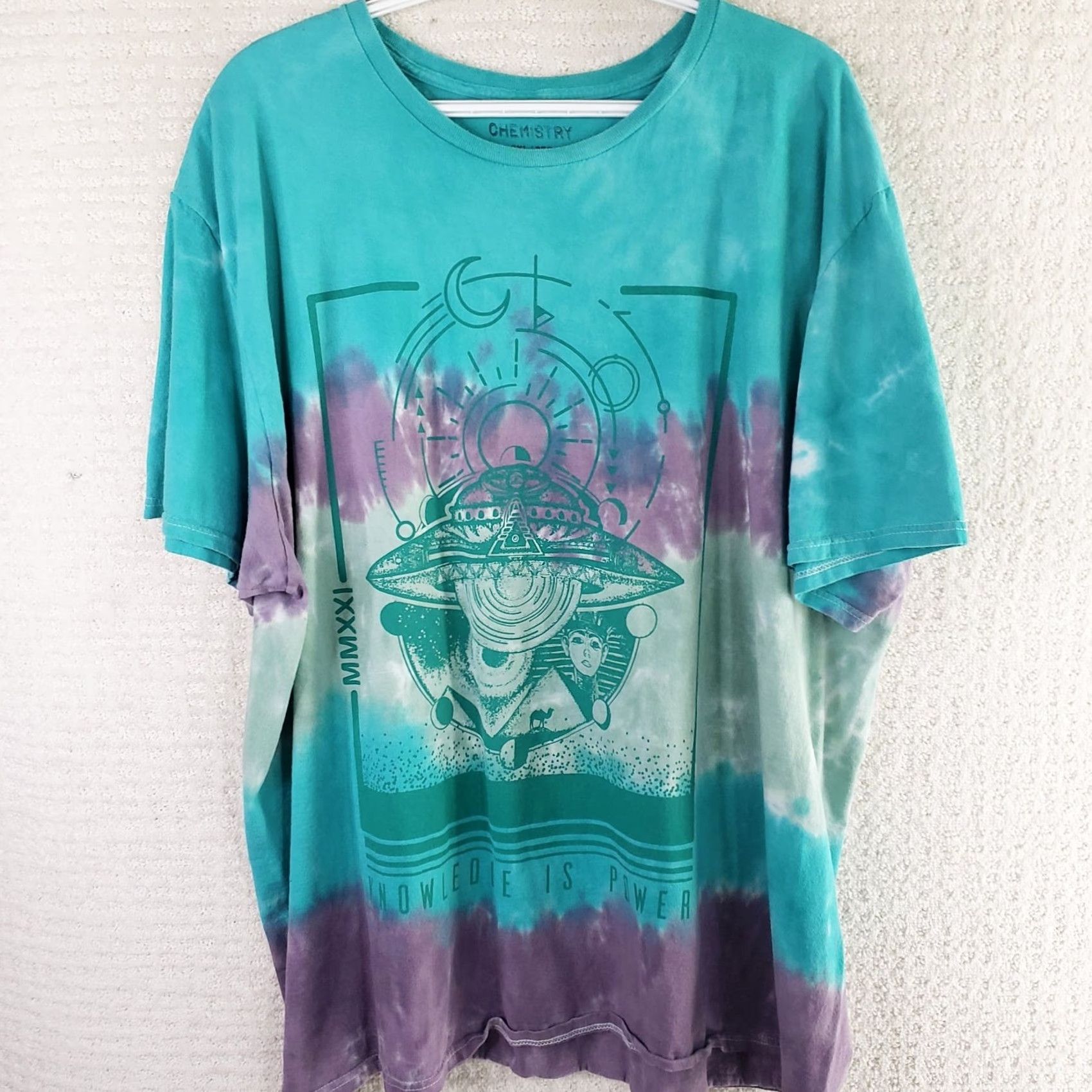 Vintage Chemistry T-Shirt Unisex 3XL Short Sleeve Tie Dye World Tour Front Graphic Purple Teal Summer Casual Mens Womens Size XXL / US 16-18 / IT 52-54 - 2 Thumbnail